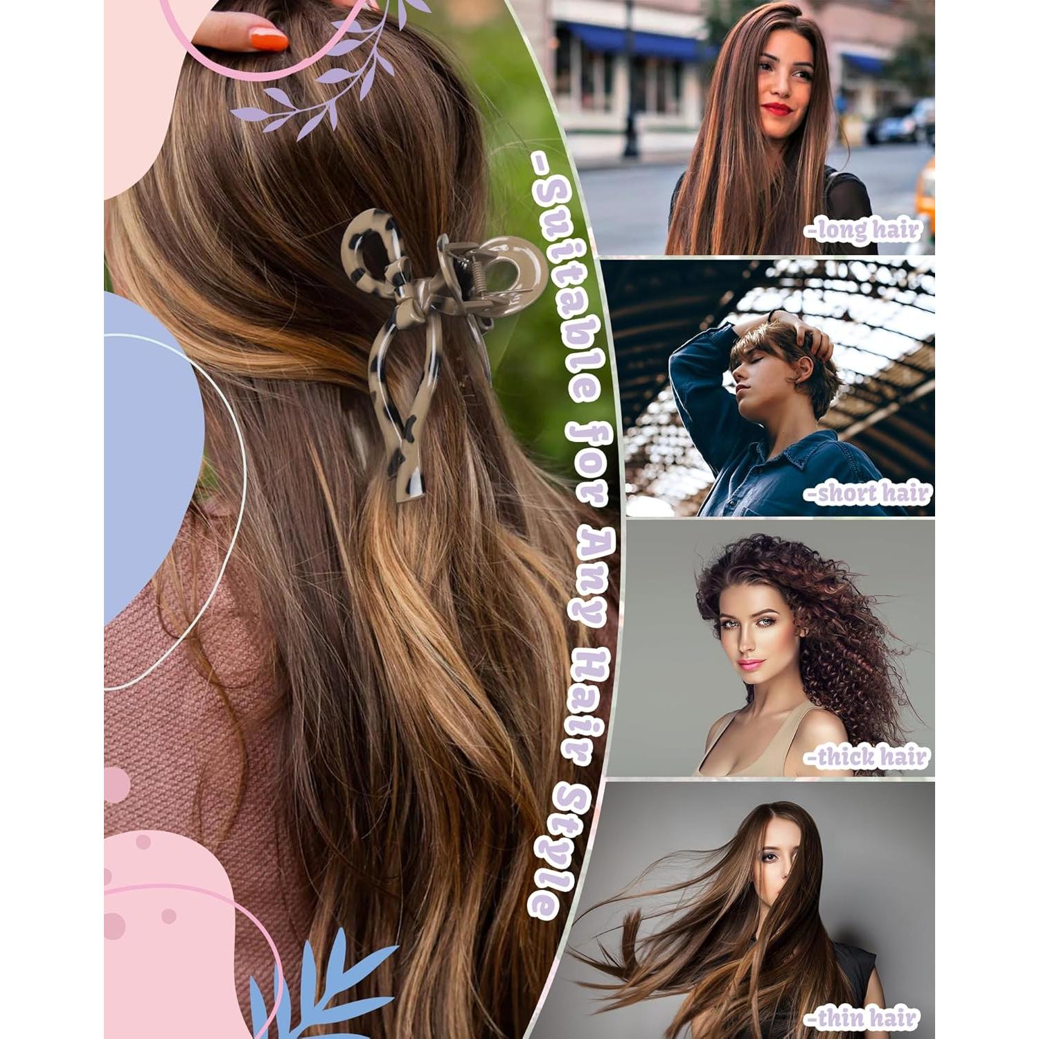 4 Clips de Pelo con Lazo Chlins - Antideslizantes 12.5 cm