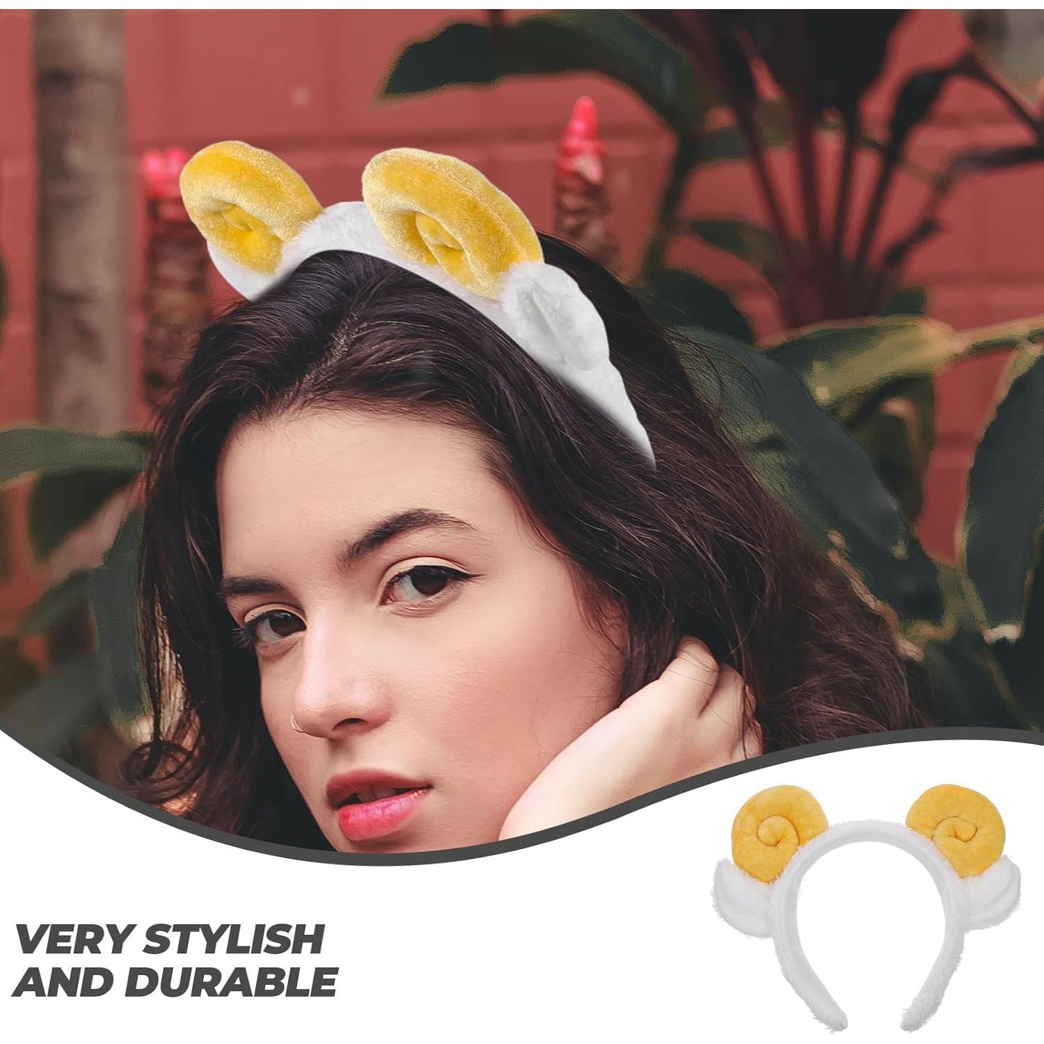 Diadema Espiral de Oveja PRETYZOOM Amarilla para Cuidado Facial