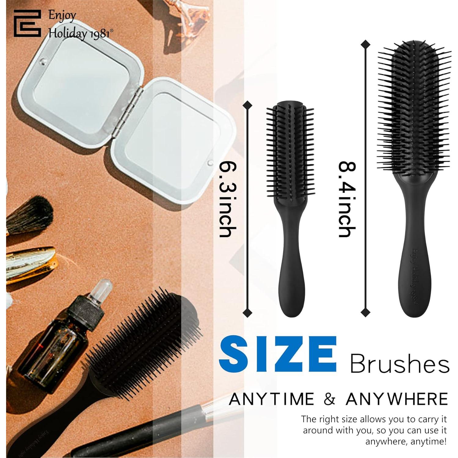 Cepillo para Rizos Enjoy Holiday 1981 - 2 PCS Negro 9 Filas