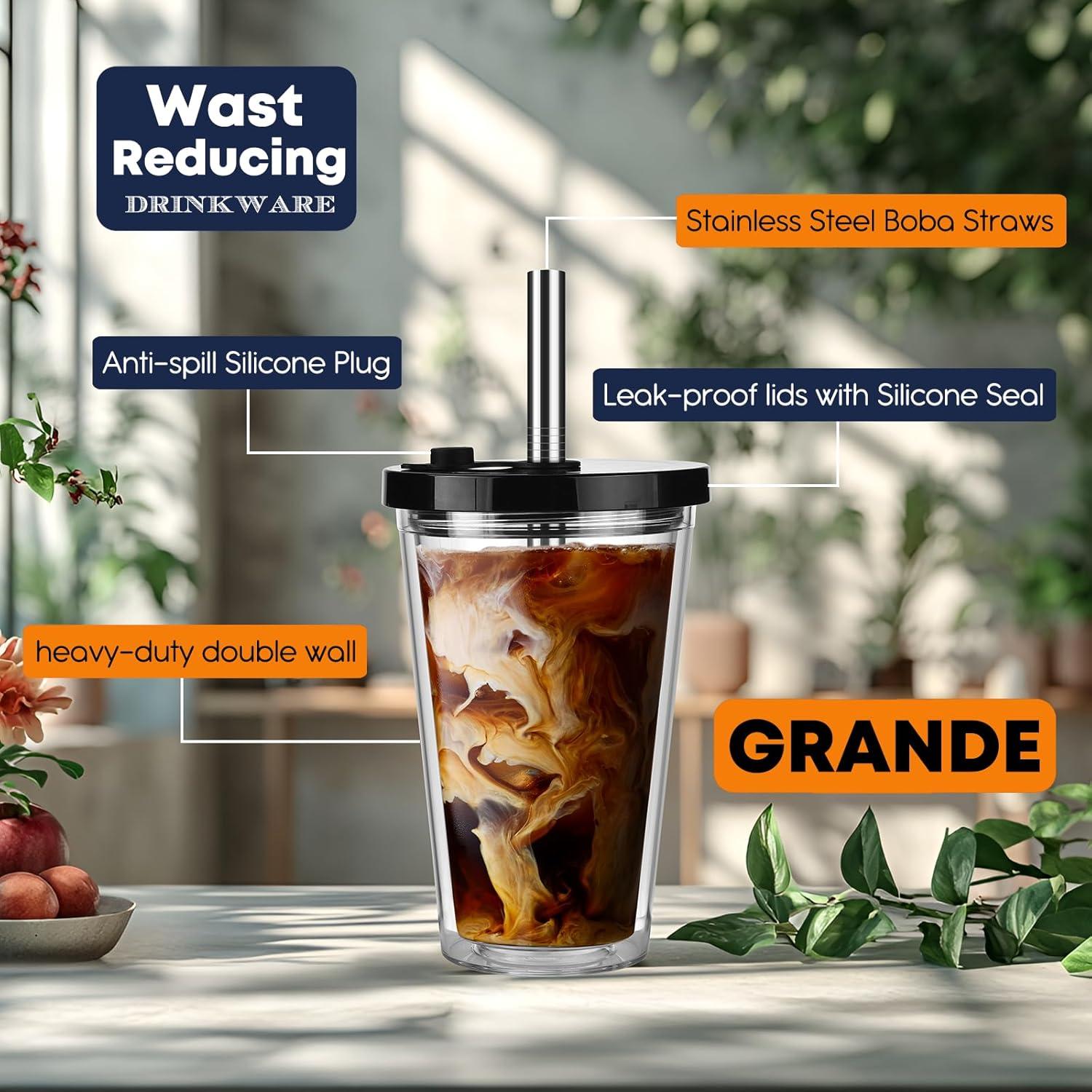 Taza de Café Helado Reutilizable ALINK 16 oz Doble Pared