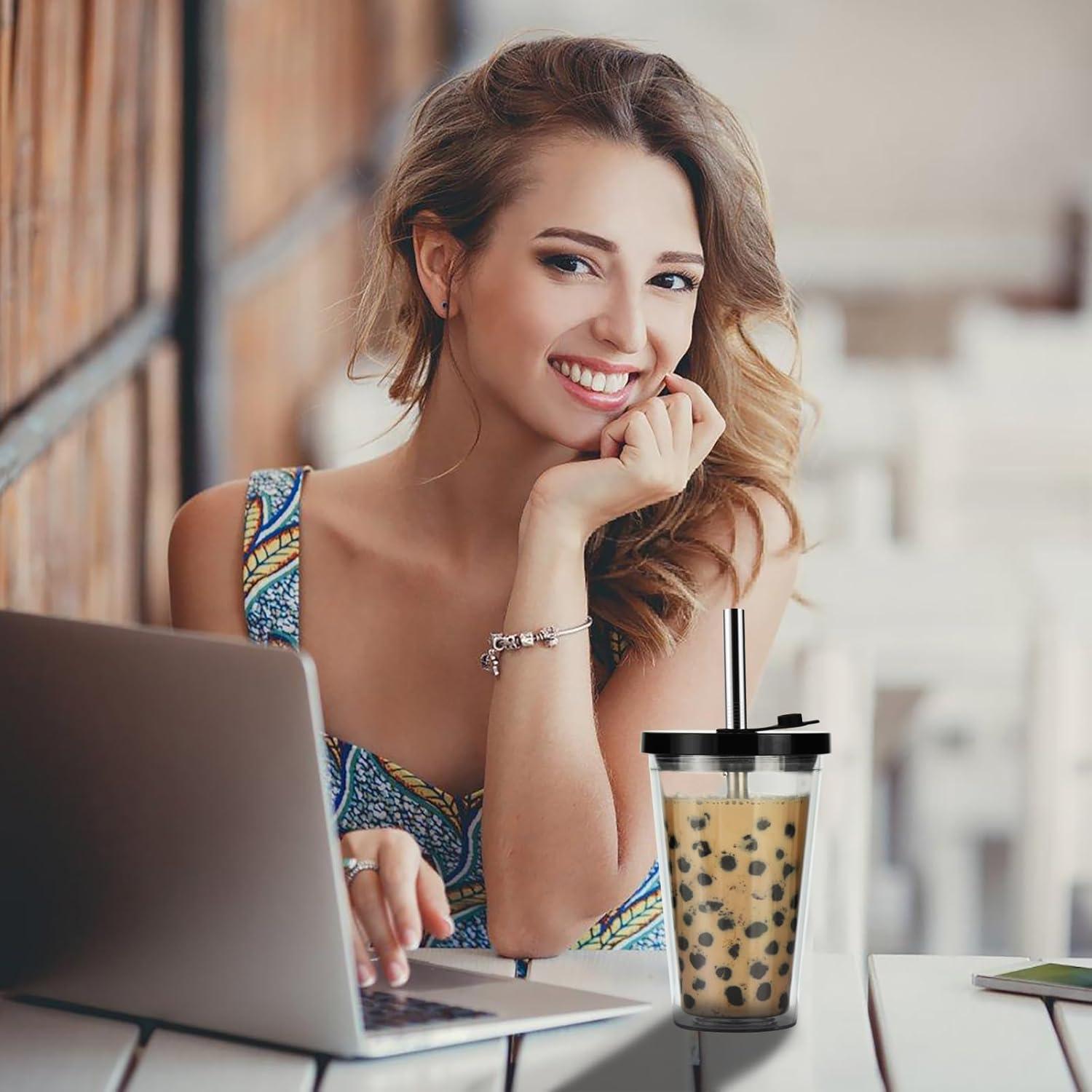 Taza de Café Helado Reutilizable ALINK 16 oz Doble Pared