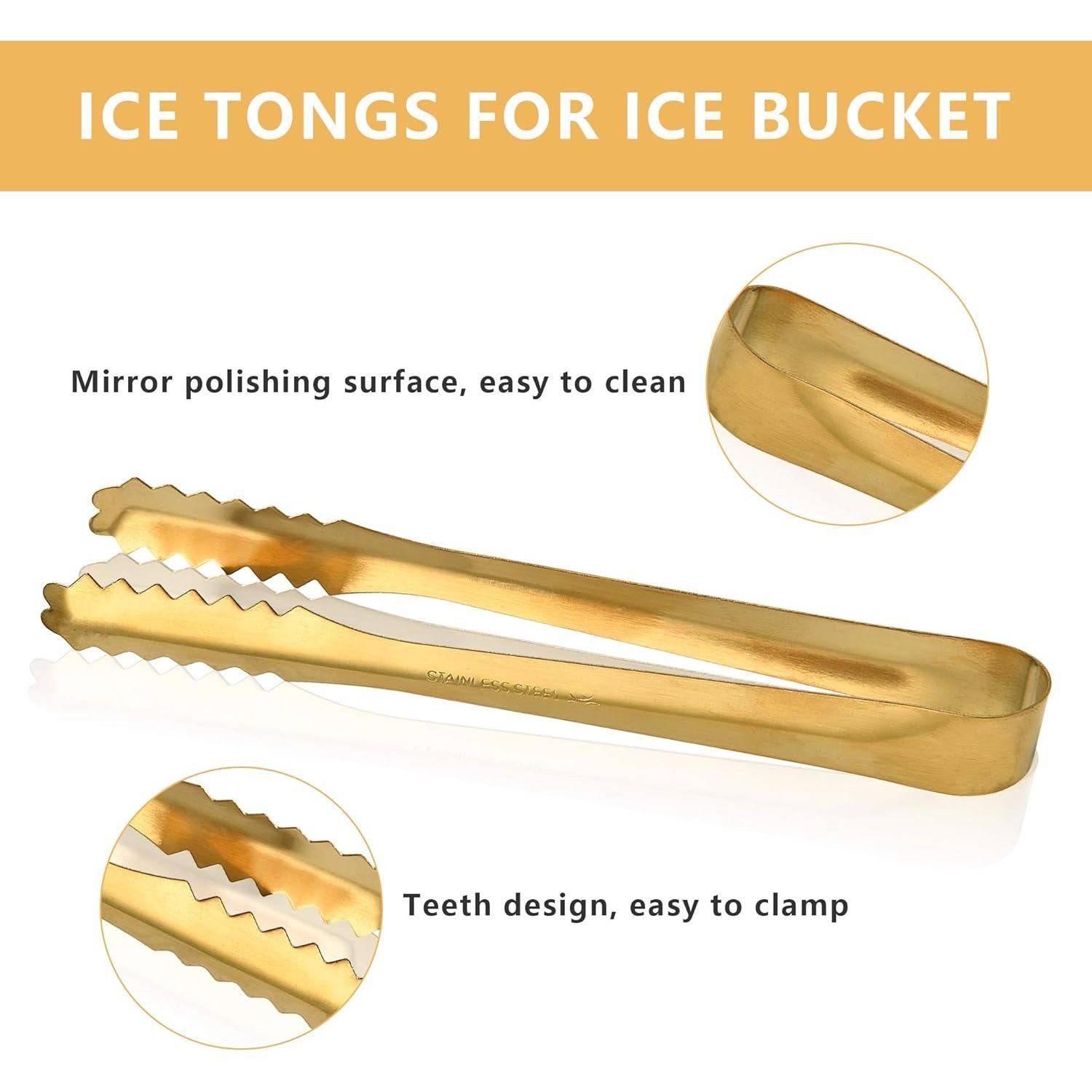 Juego de Cuchara y Pinzas para Hielo Akamino Dorado