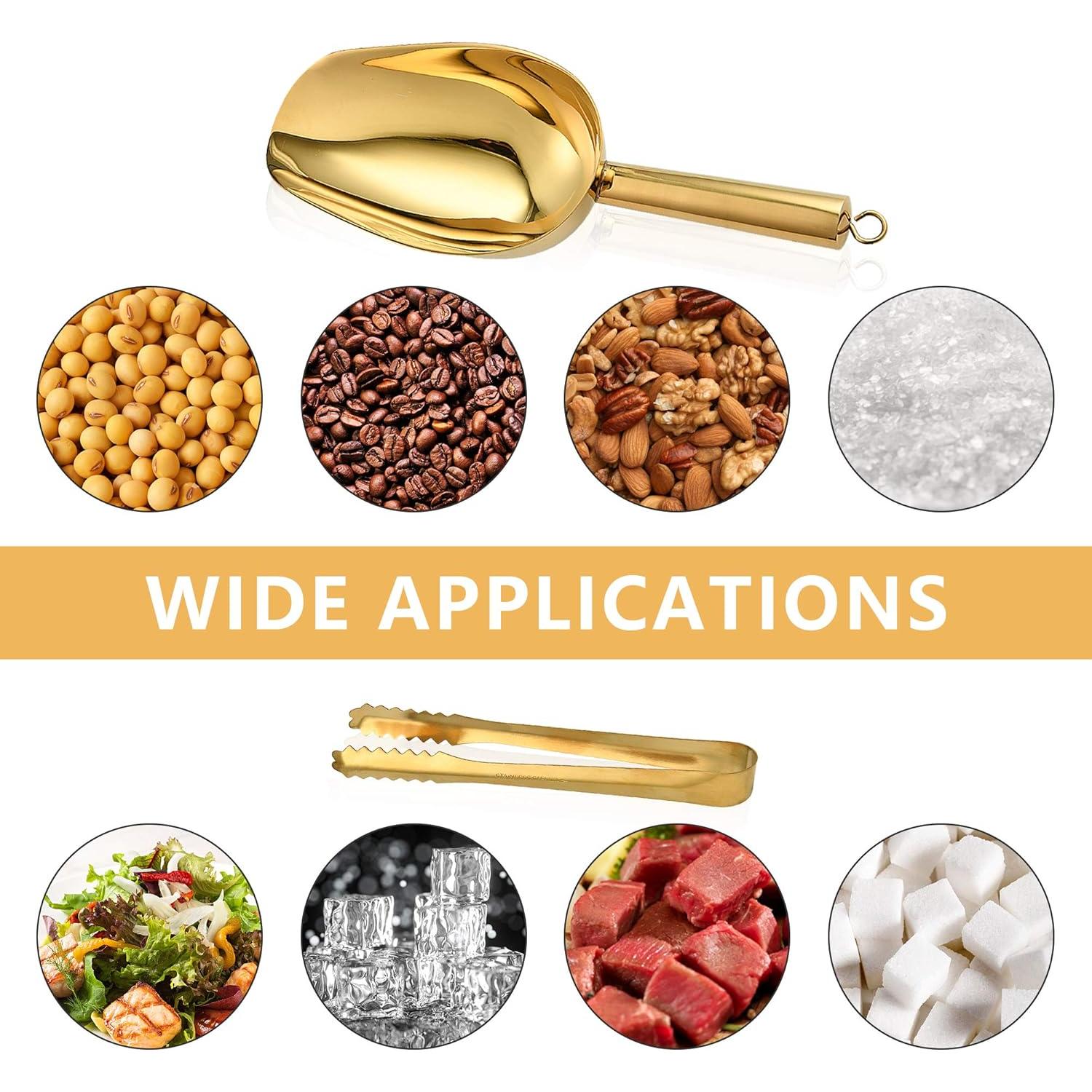 Juego de Cuchara y Pinzas para Hielo Akamino Dorado