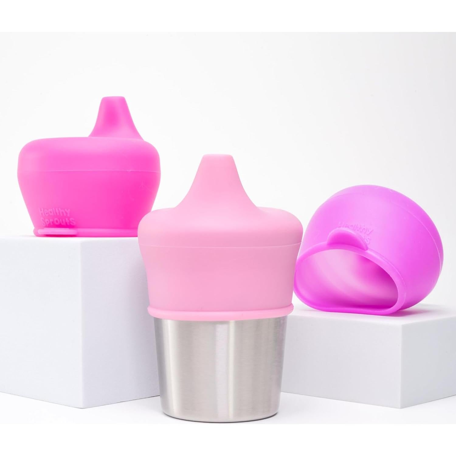 Tapa de Vaso de Silicona Healthy Sprouts - 3 Piezas, A Prueba de Derrames