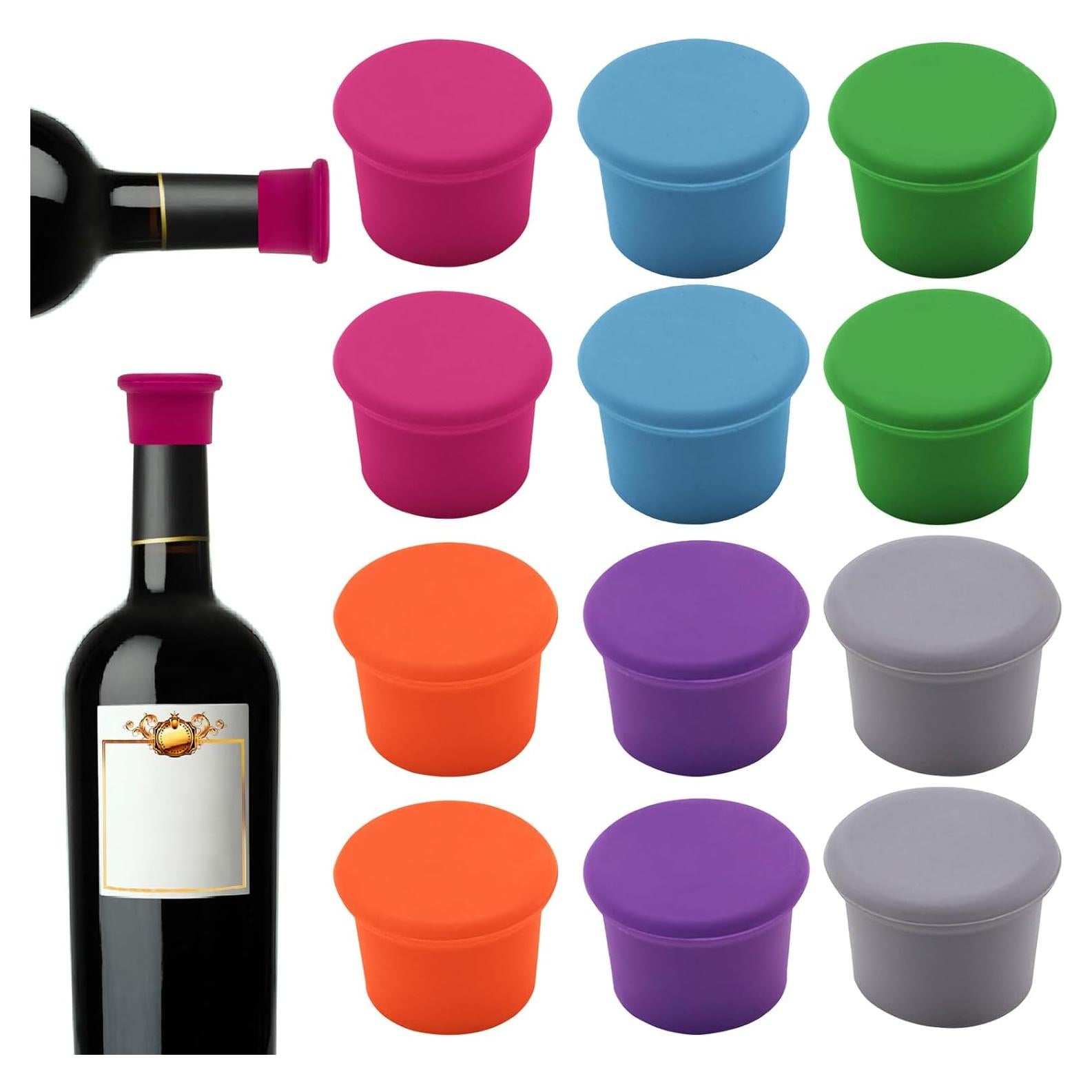 12 Tapones de Silicona para Vino DXMWWTP - 6 Colores