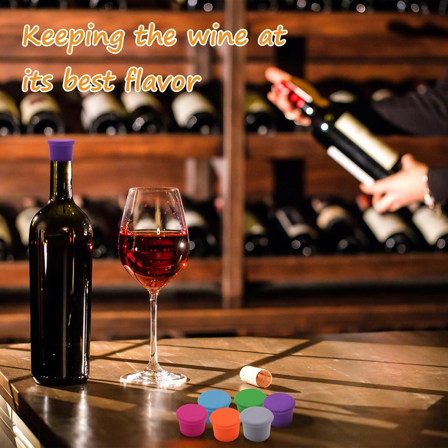 12 Tapones de Silicona para Vino DXMWWTP - 6 Colores