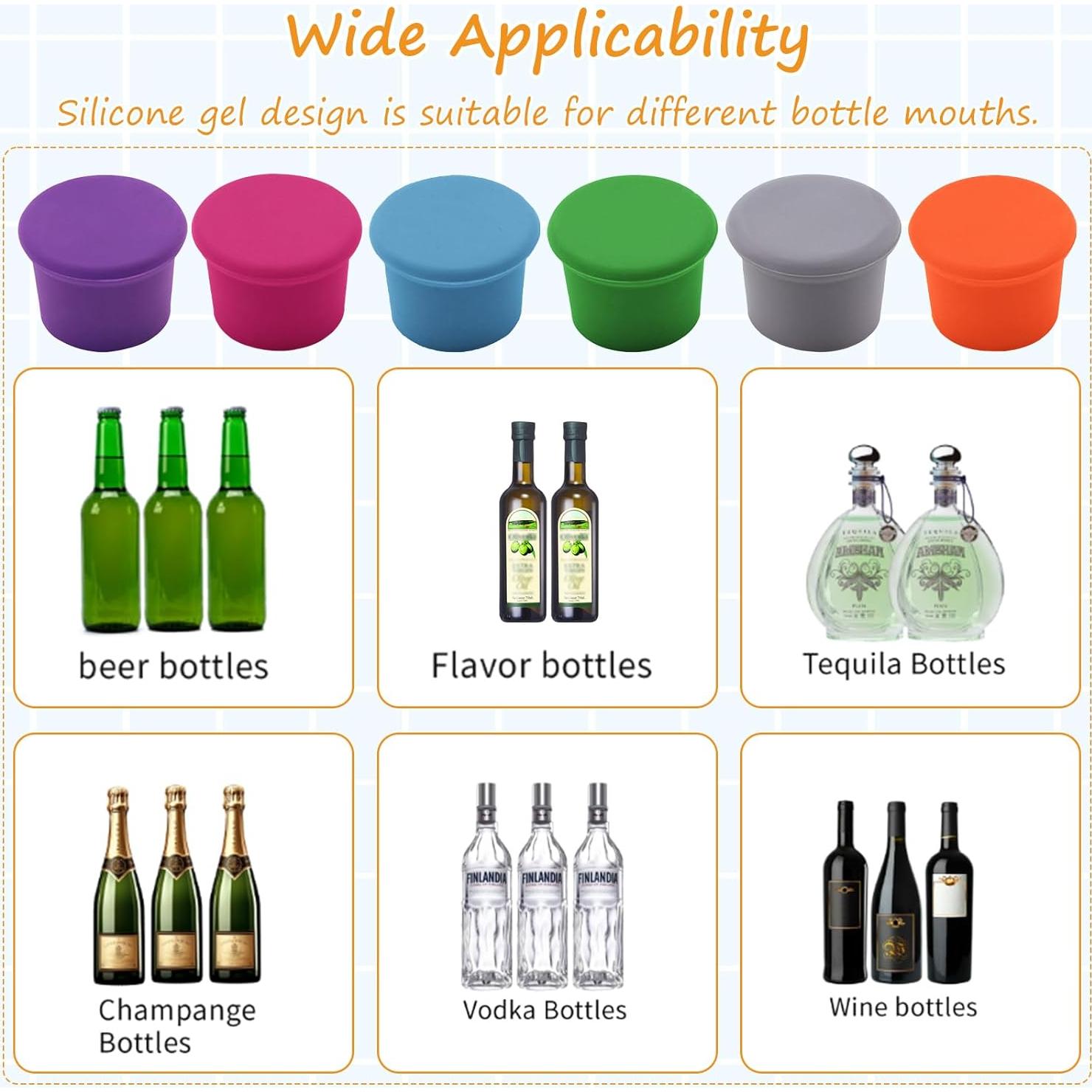 12 Tapones de Silicona para Vino DXMWWTP - 6 Colores