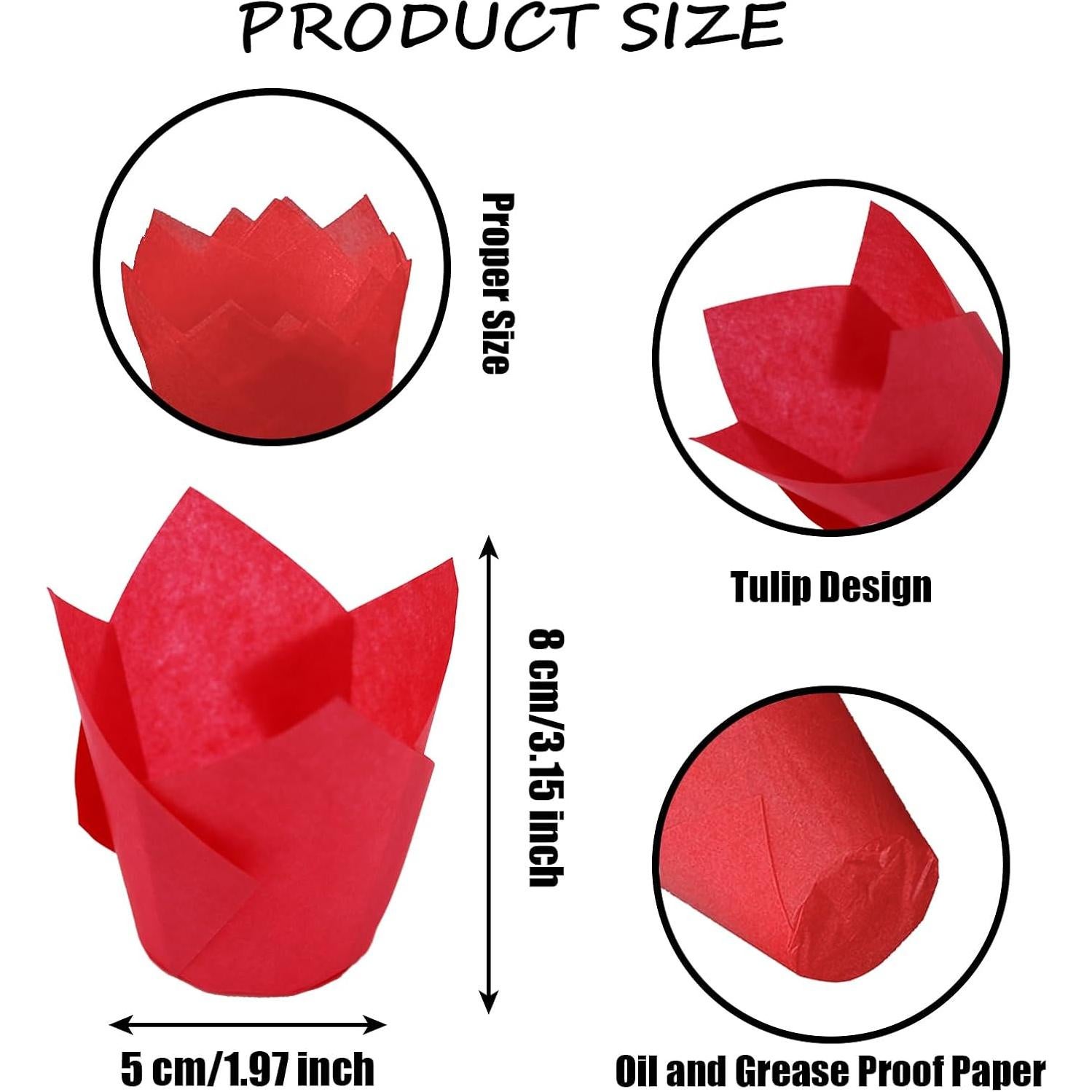 150 Forros de Cupcake Tulipán IAXSEE - Papel a Prueba de Grasa