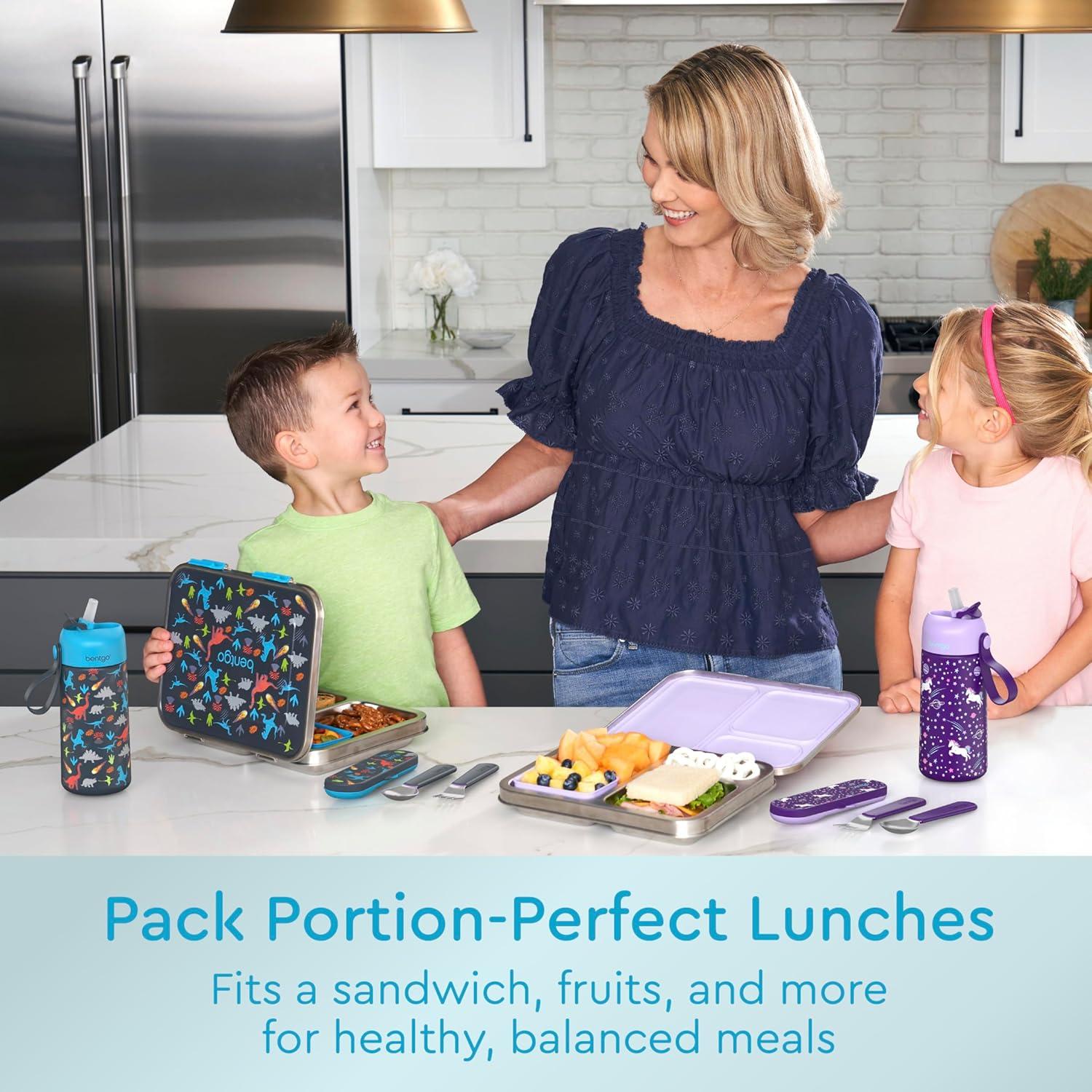 Caja de Almuerzo Acero Inoxidable Bentgo Kids Dinosaurio 3 Compartimentos