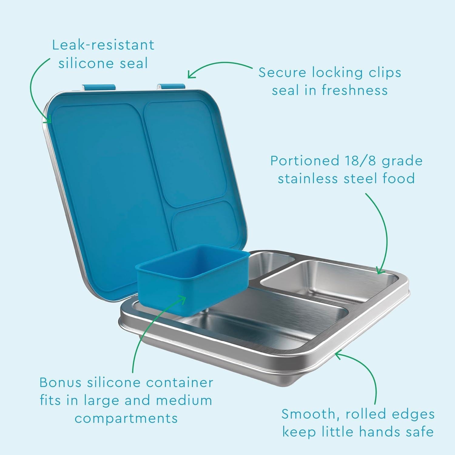 Caja de Almuerzo Acero Inoxidable Bentgo Kids Dinosaurio 3 Compartimentos