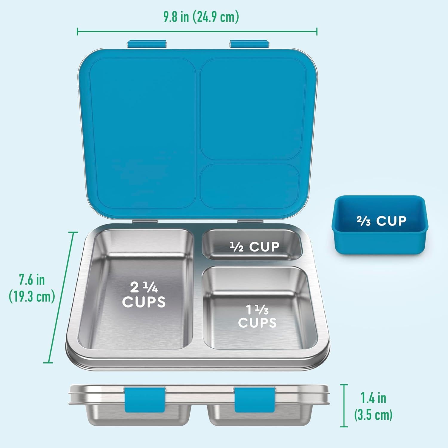 Caja de Almuerzo Acero Inoxidable Bentgo Kids Dinosaurio 3 Compartimentos