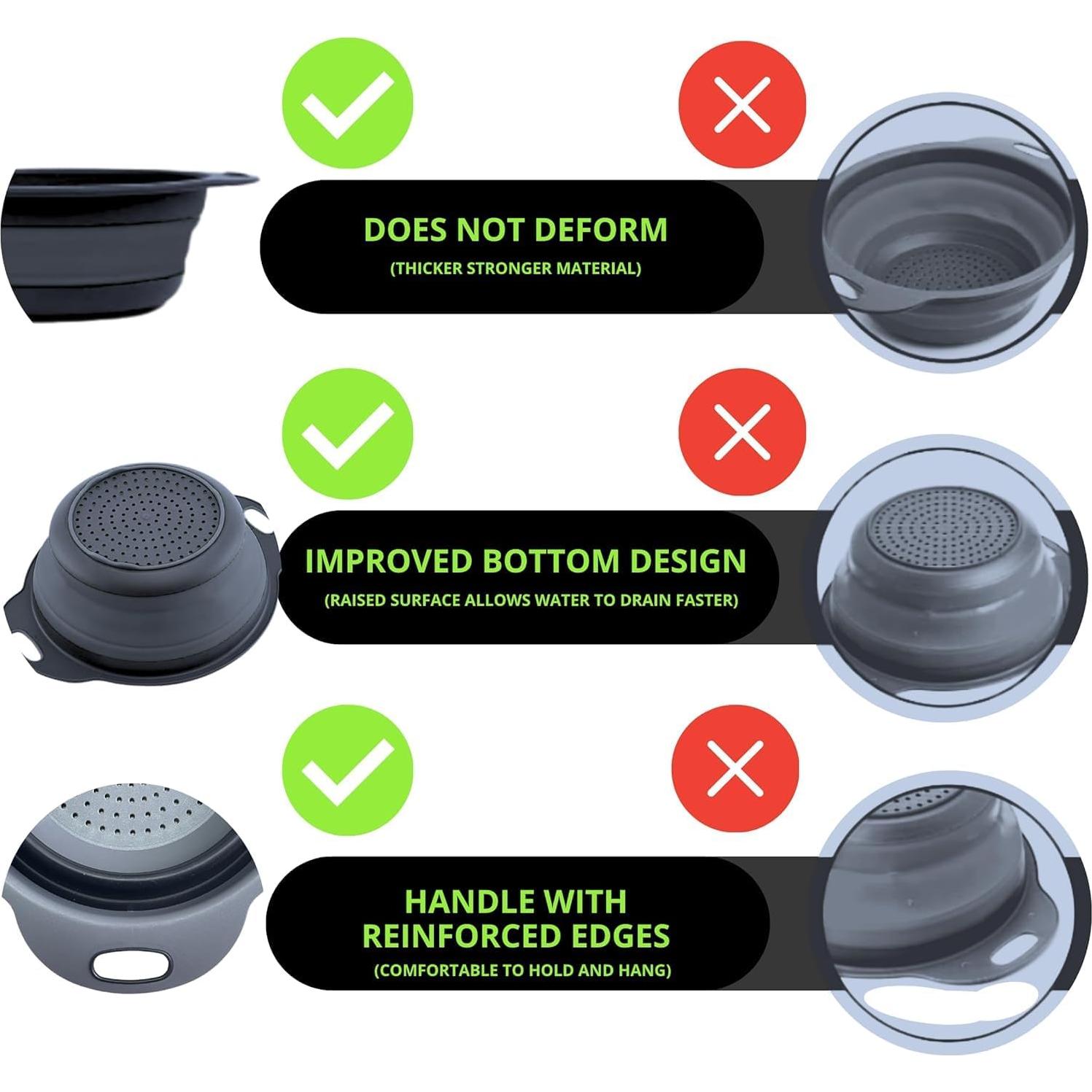 Colador Plegable de Silicona Negro Killer's Instinct 18.5x24.5cm