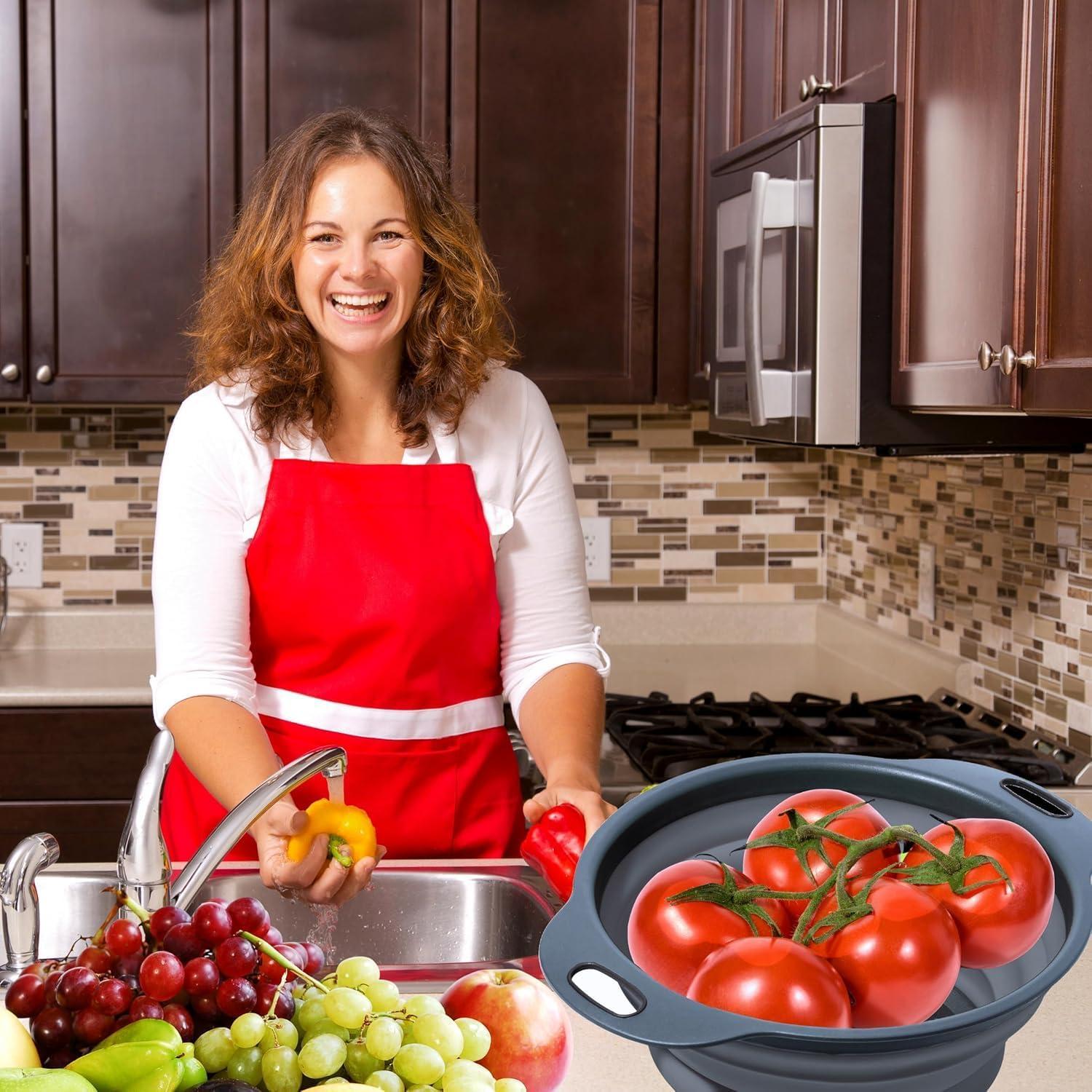 Colador Plegable de Silicona Negro Killer's Instinct 18.5x24.5cm