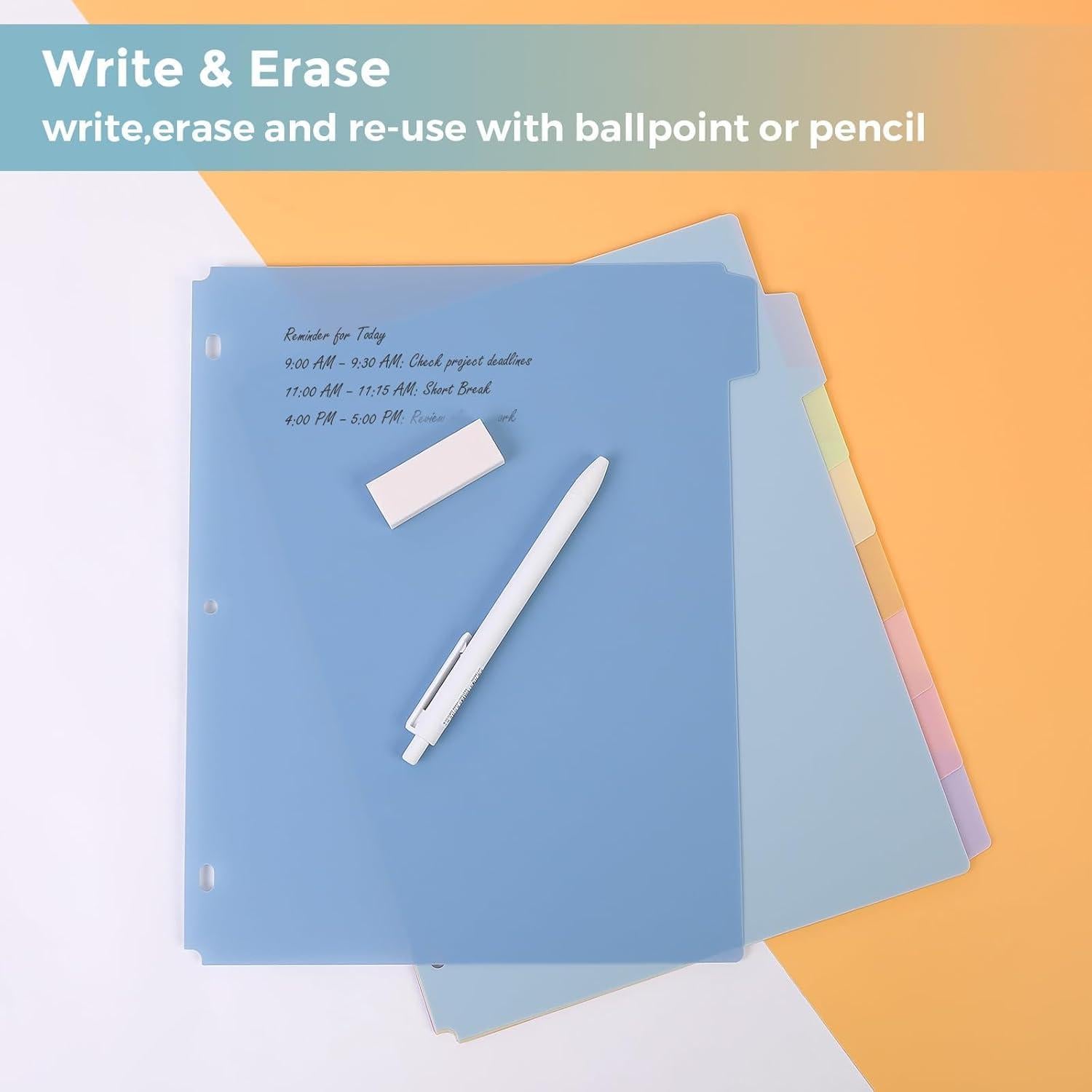 Divisores de Plástico SKYDUE 8 Pestañas para Carpeta 3 Anillas