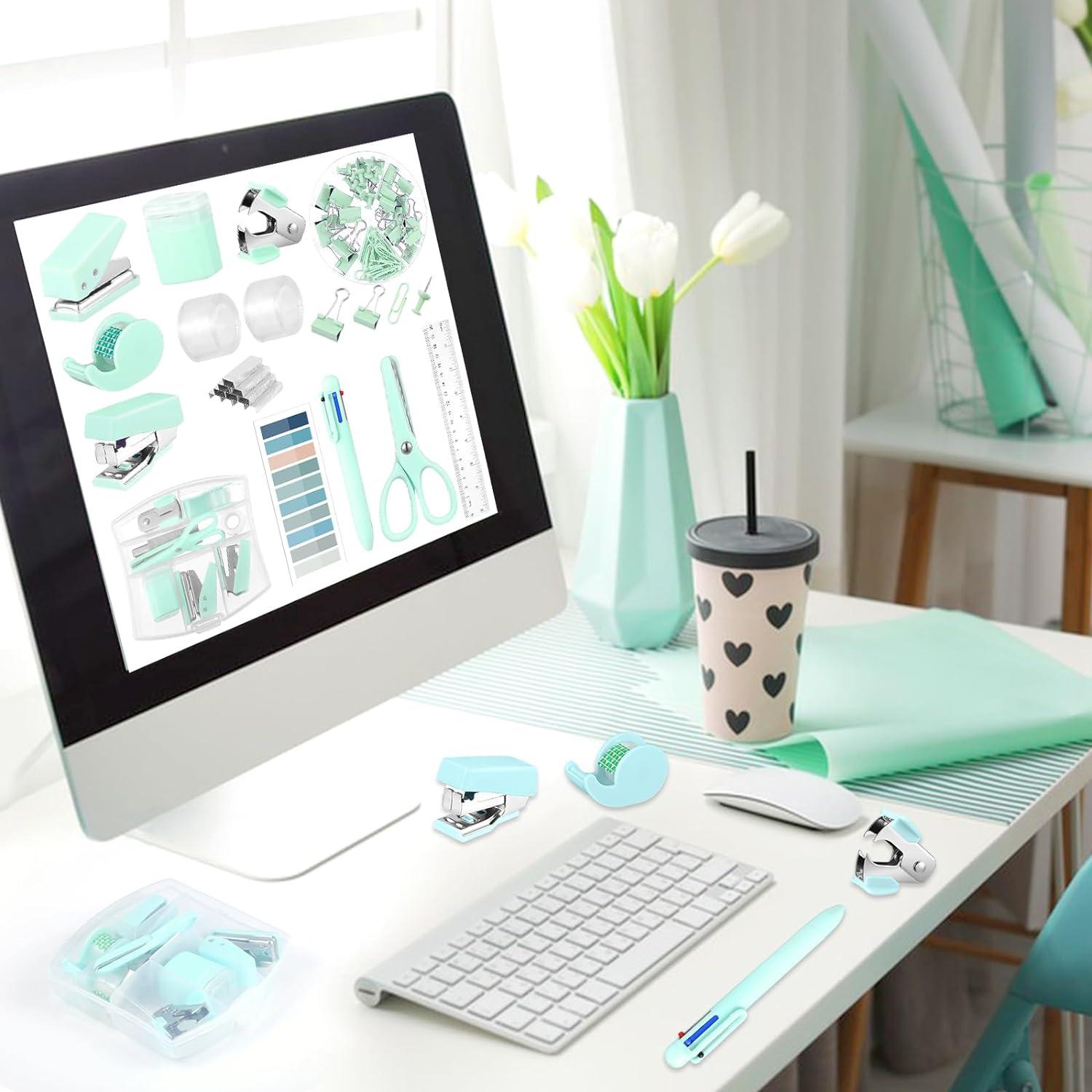 Kit de Suministros de Oficina Mini AuroraY Verde 15 Piezas