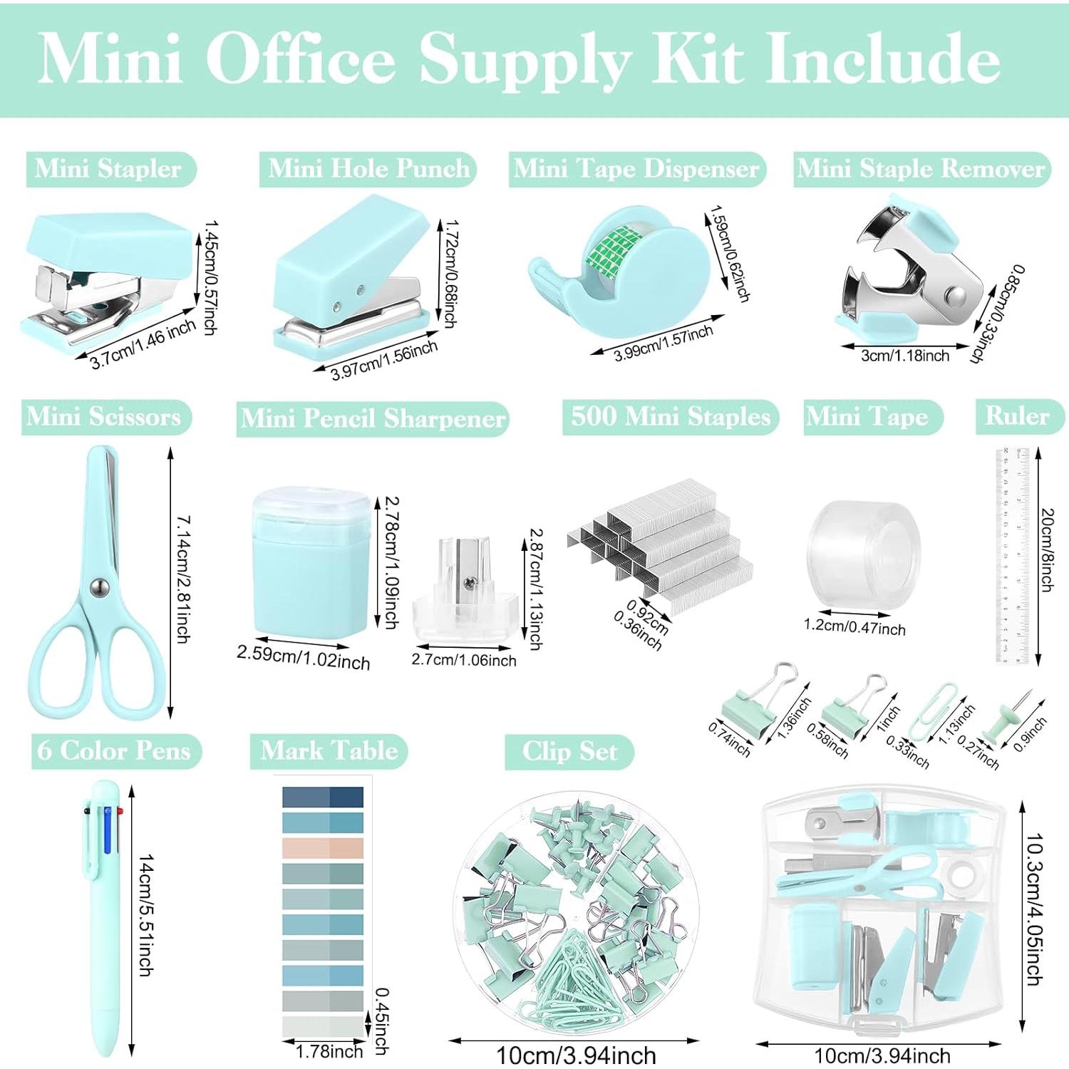 Kit de Suministros de Oficina Mini AuroraY Verde 15 Piezas