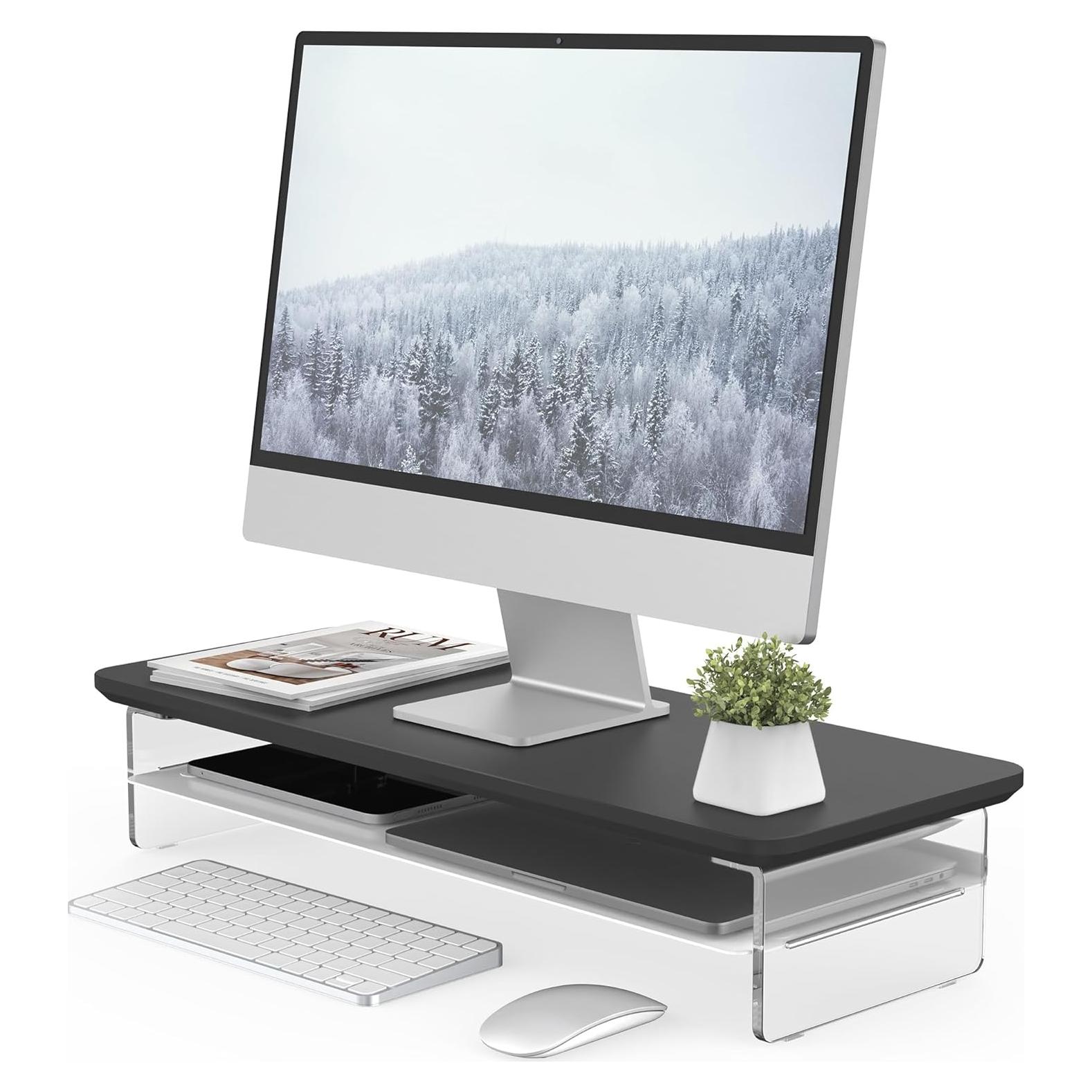 Soporte de Monitor Acrílico Fenge 60 cm con Almacenamiento