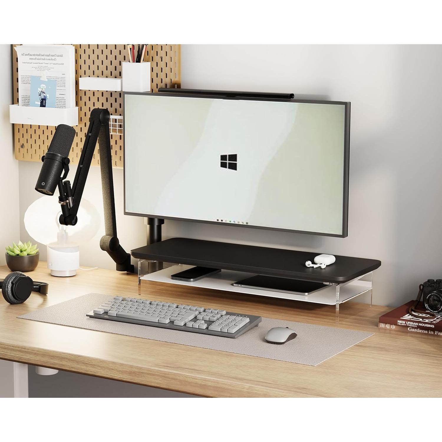 Soporte de Monitor Acrílico Fenge 60 cm con Almacenamiento