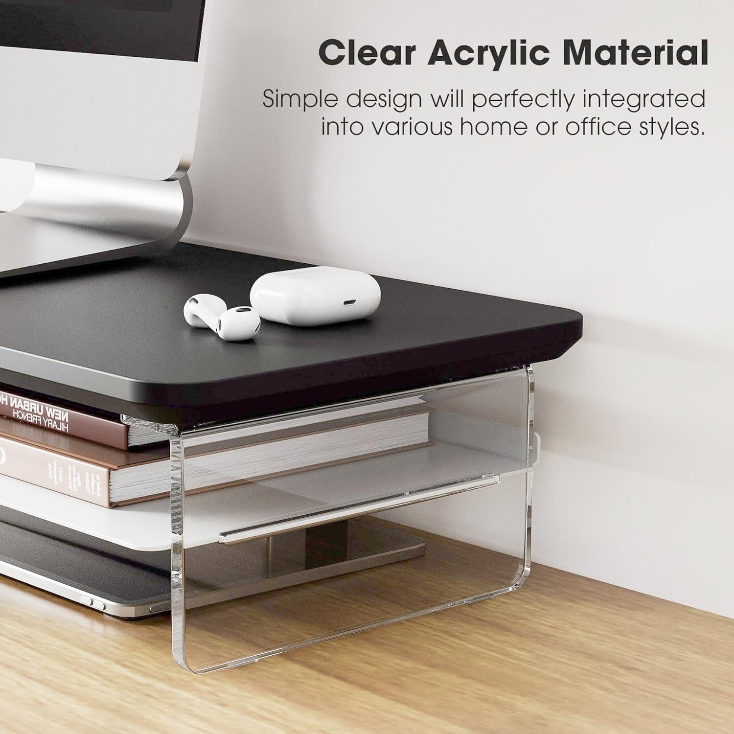 Soporte de Monitor Acrílico Fenge 60 cm con Almacenamiento