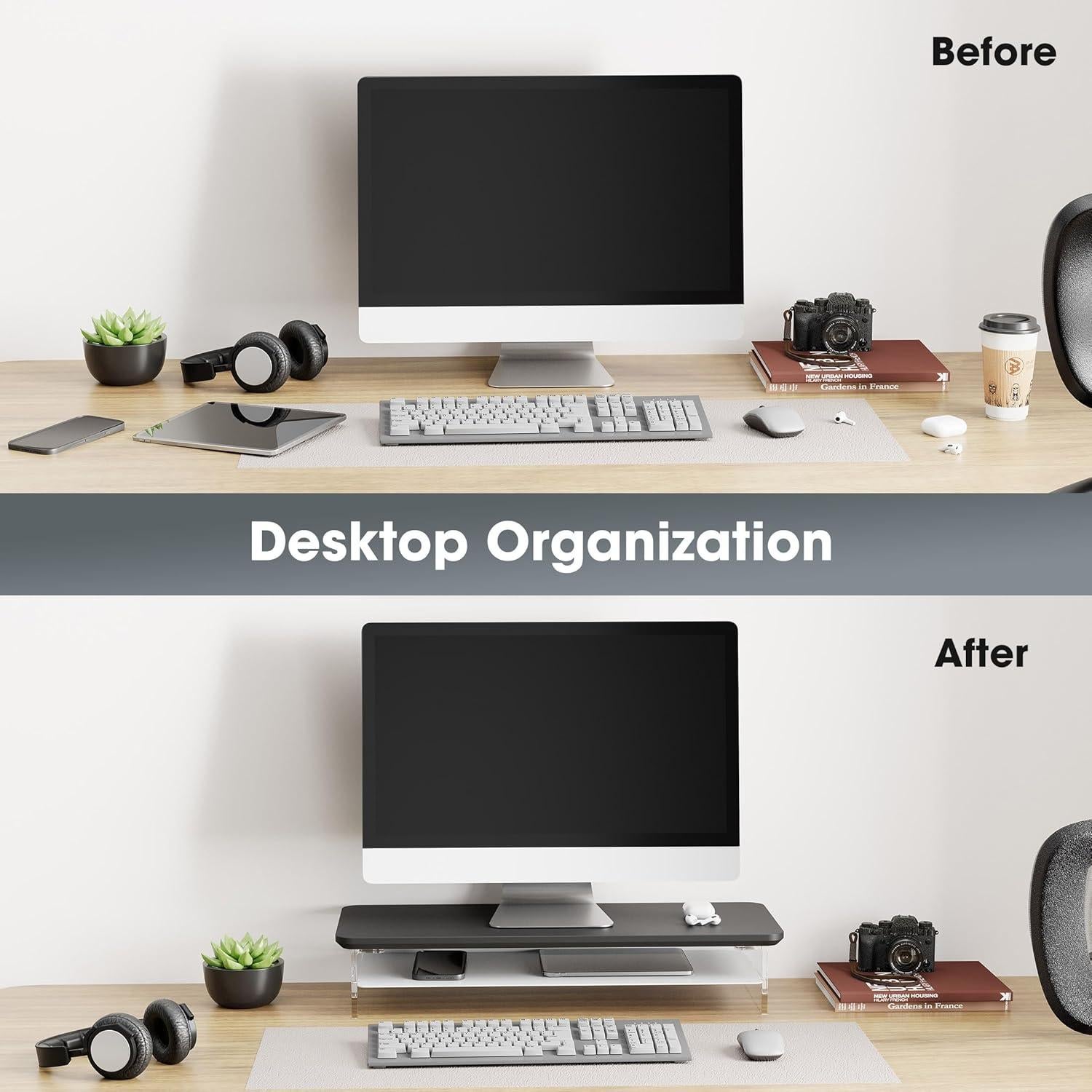 Soporte de Monitor Acrílico Fenge 60 cm con Almacenamiento