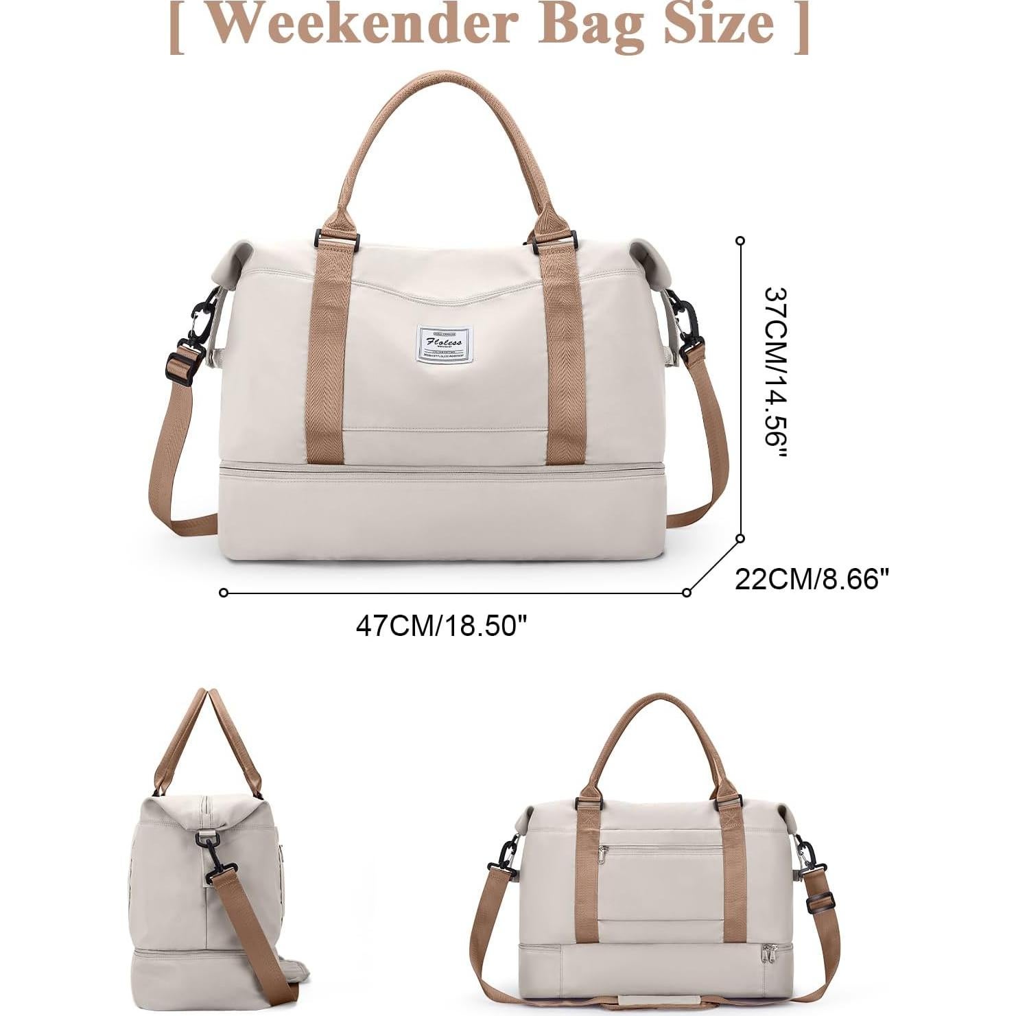 Bolsa de viaje tipo duffel HYC00 con compartimento para zapatos 47x35.8x21.9 cm