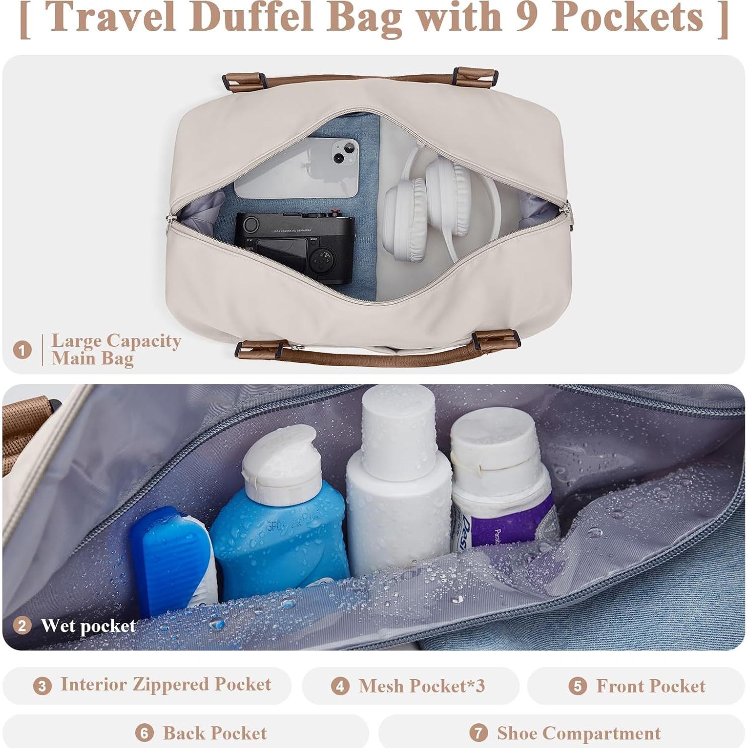 Bolsa de viaje tipo duffel HYC00 con compartimento para zapatos 47x35.8x21.9 cm