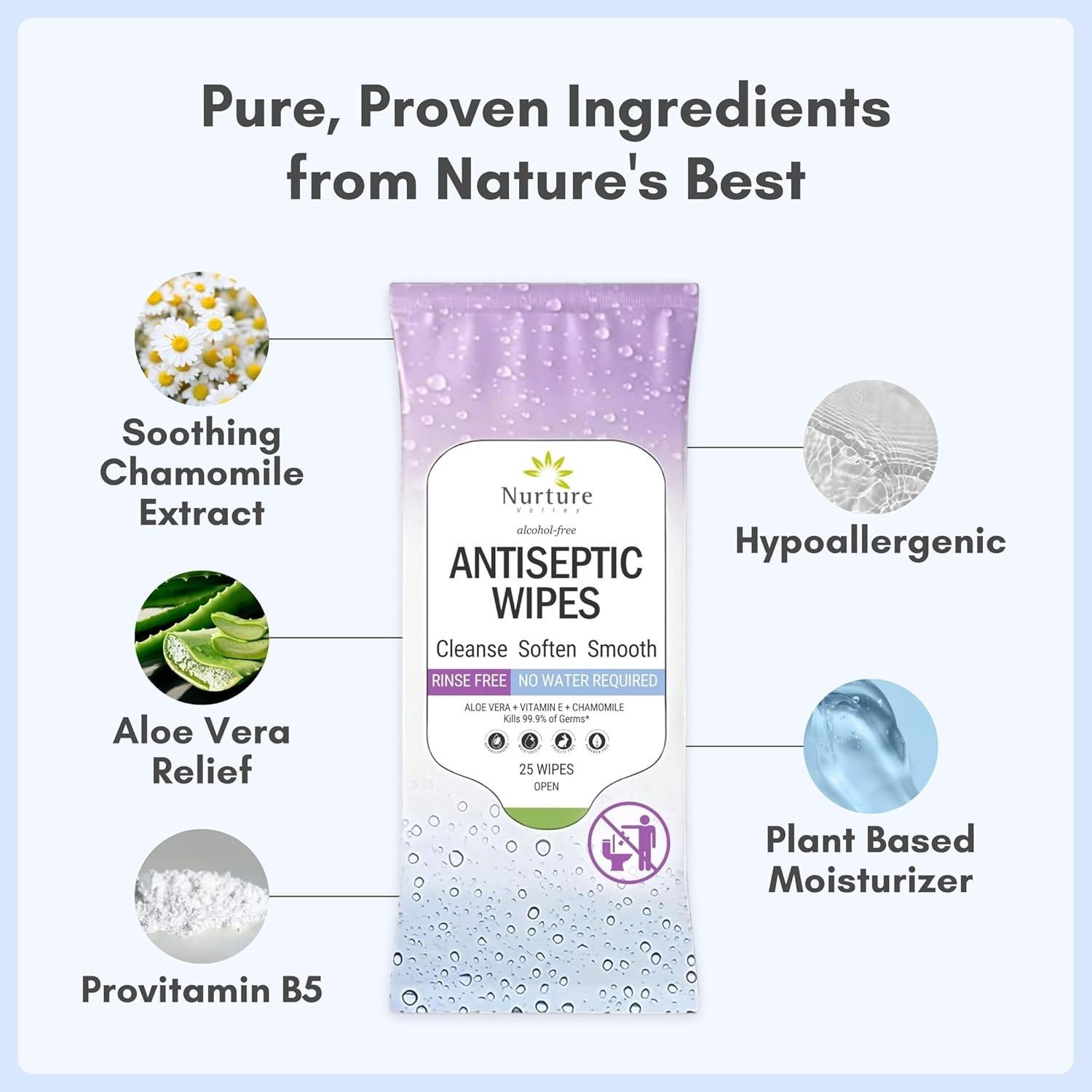 Toallitas Antibacteriales Nurture XL Sin Alcohol 60 Unidades