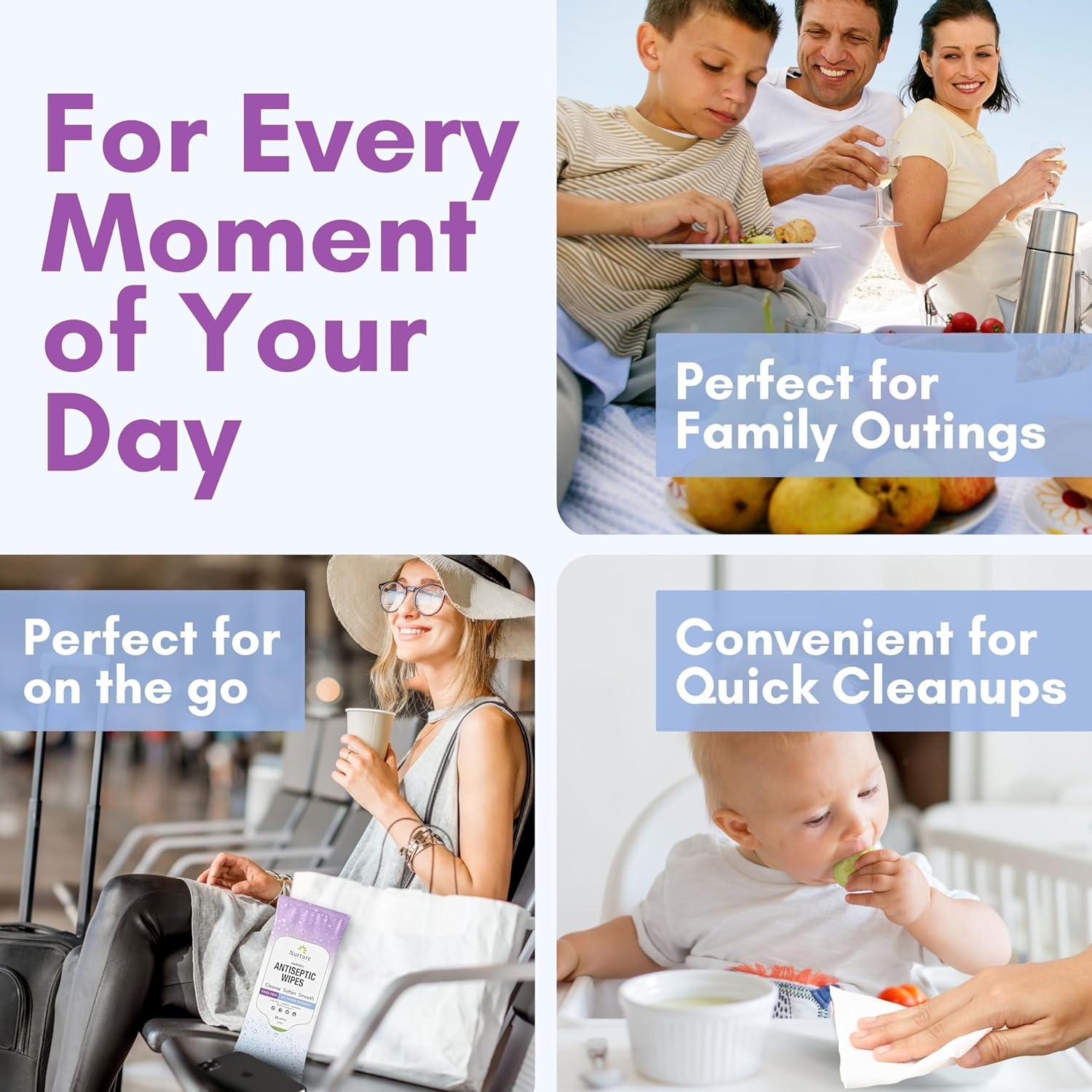 Toallitas Antibacteriales Nurture XL Sin Alcohol 60 Unidades