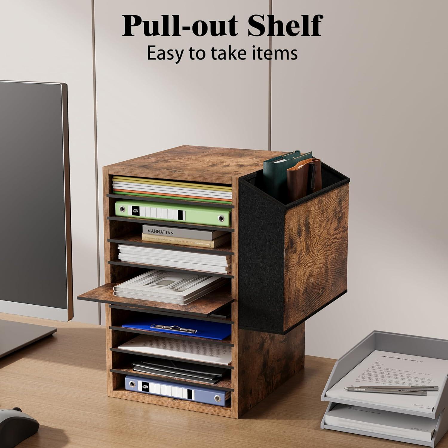 Organizador de Papel de Oficina Unionly 10 Compartimentos Marrón