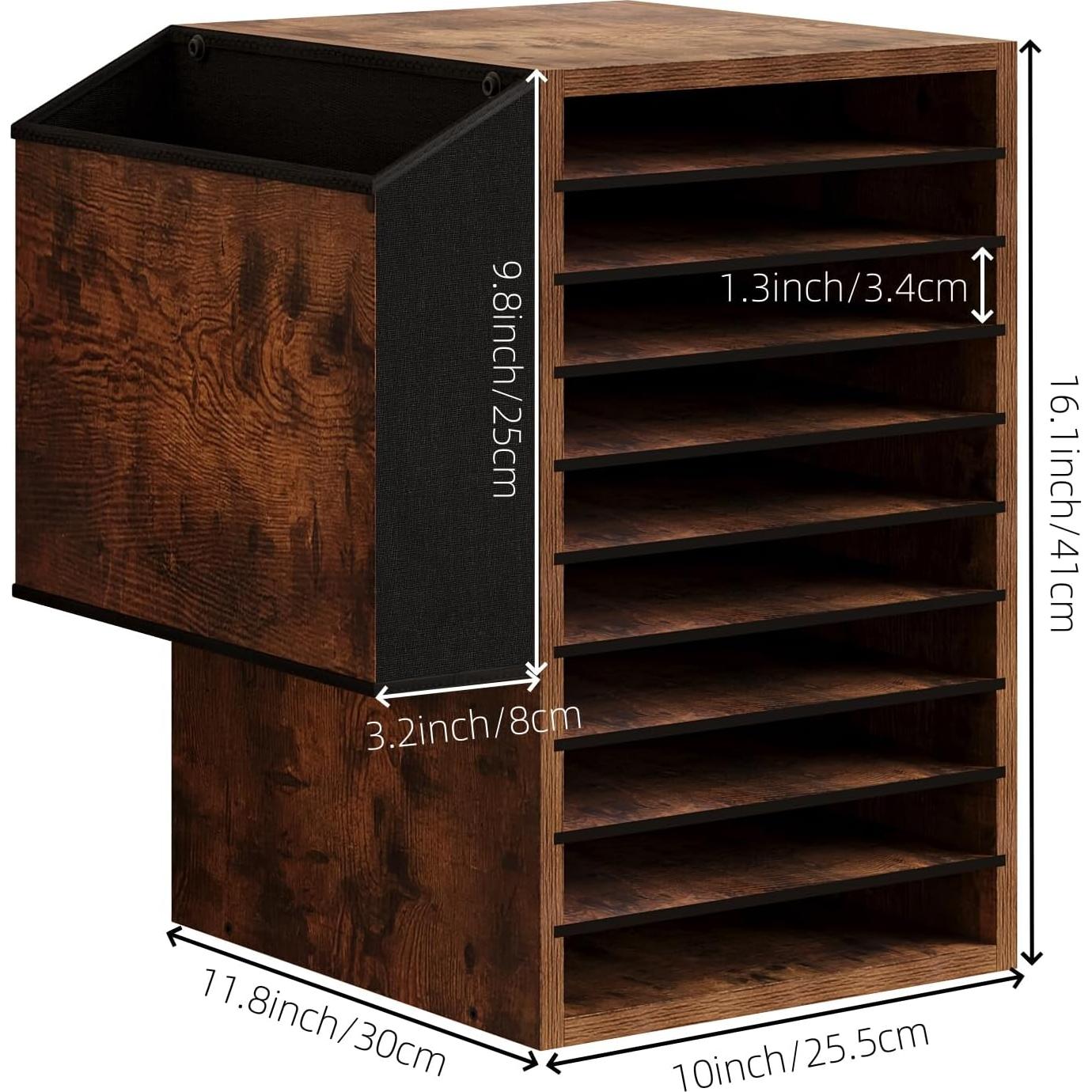 Organizador de Papel de Oficina Unionly 10 Compartimentos Marrón