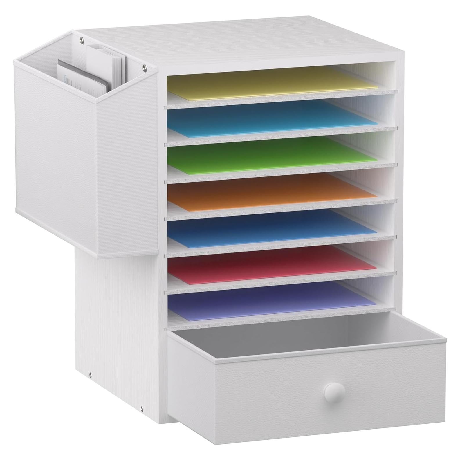 Organizador de Papel Unionly 7 Niveles Madera Blanca Ajustable