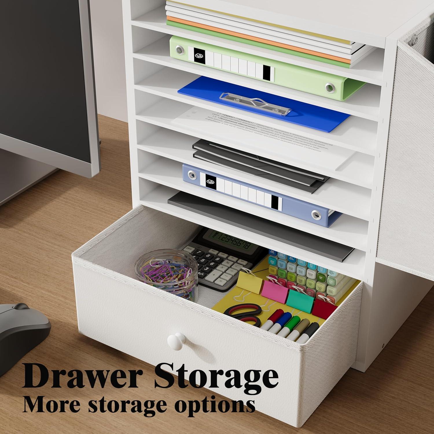 Organizador de Papel Unionly 7 Niveles Madera Blanca Ajustable