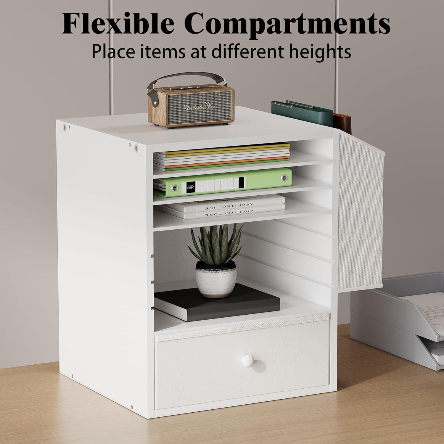 Organizador de Papel Unionly 7 Niveles Madera Blanca Ajustable