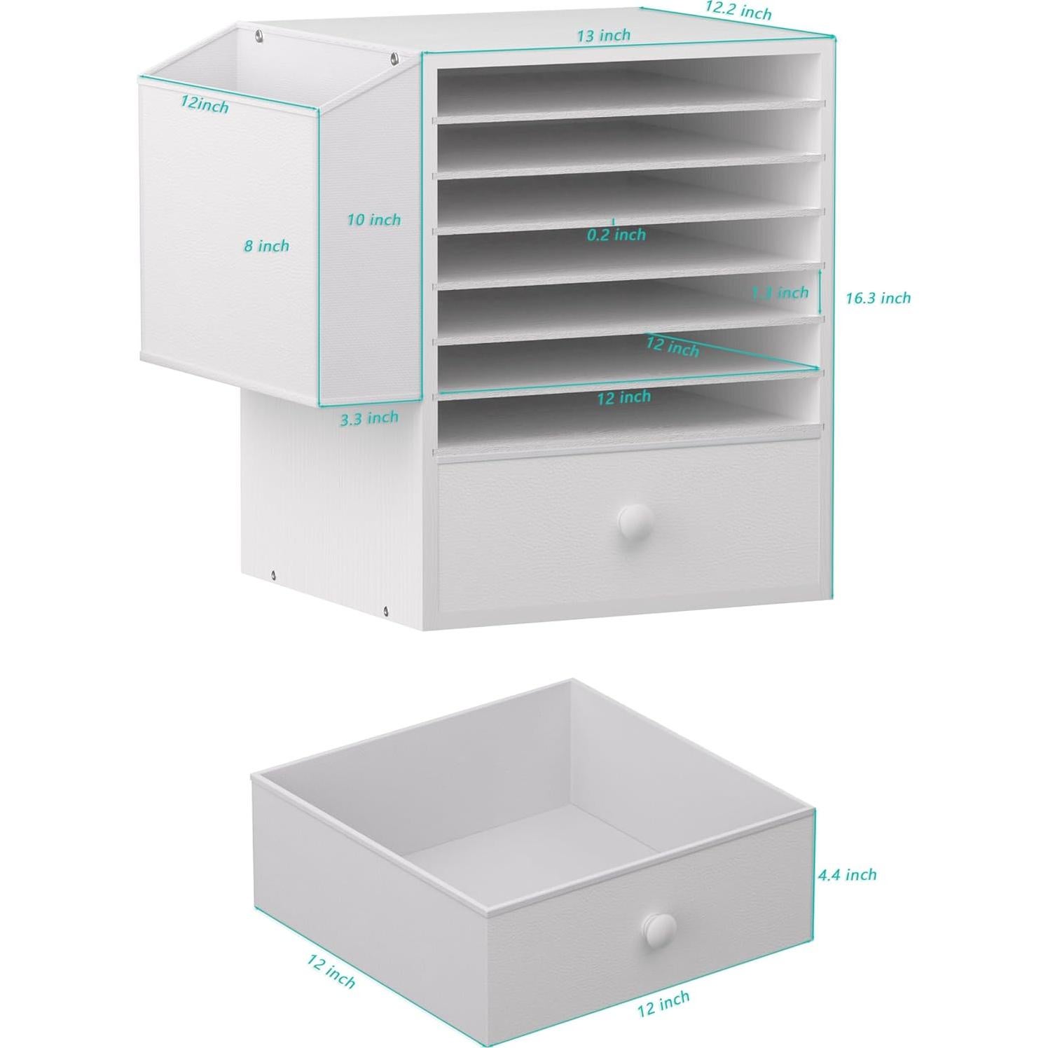 Organizador de Papel Unionly 7 Niveles Madera Blanca Ajustable