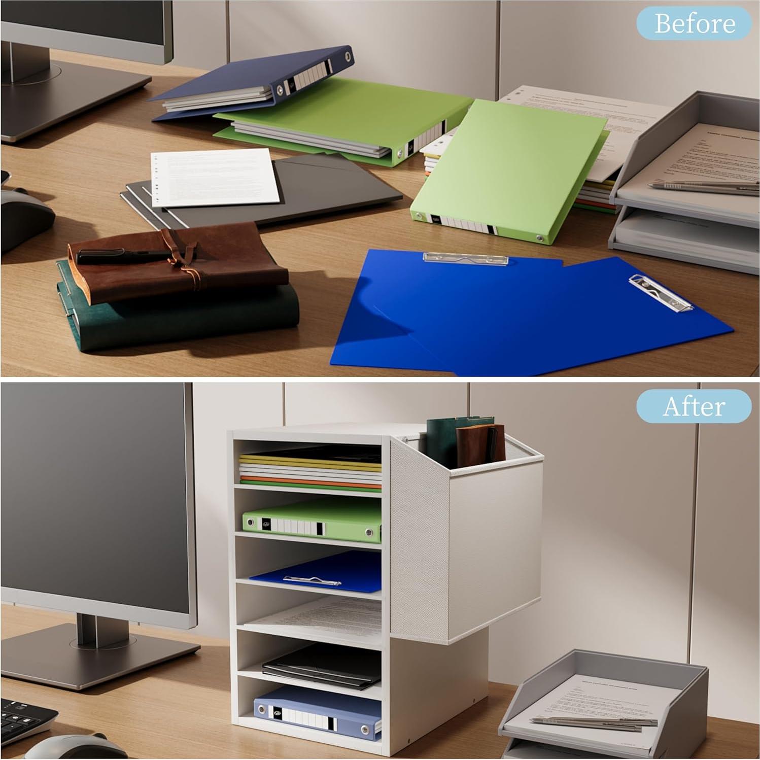 Organizador de Papel Ajustable Unionly 6 Niveles Blanco