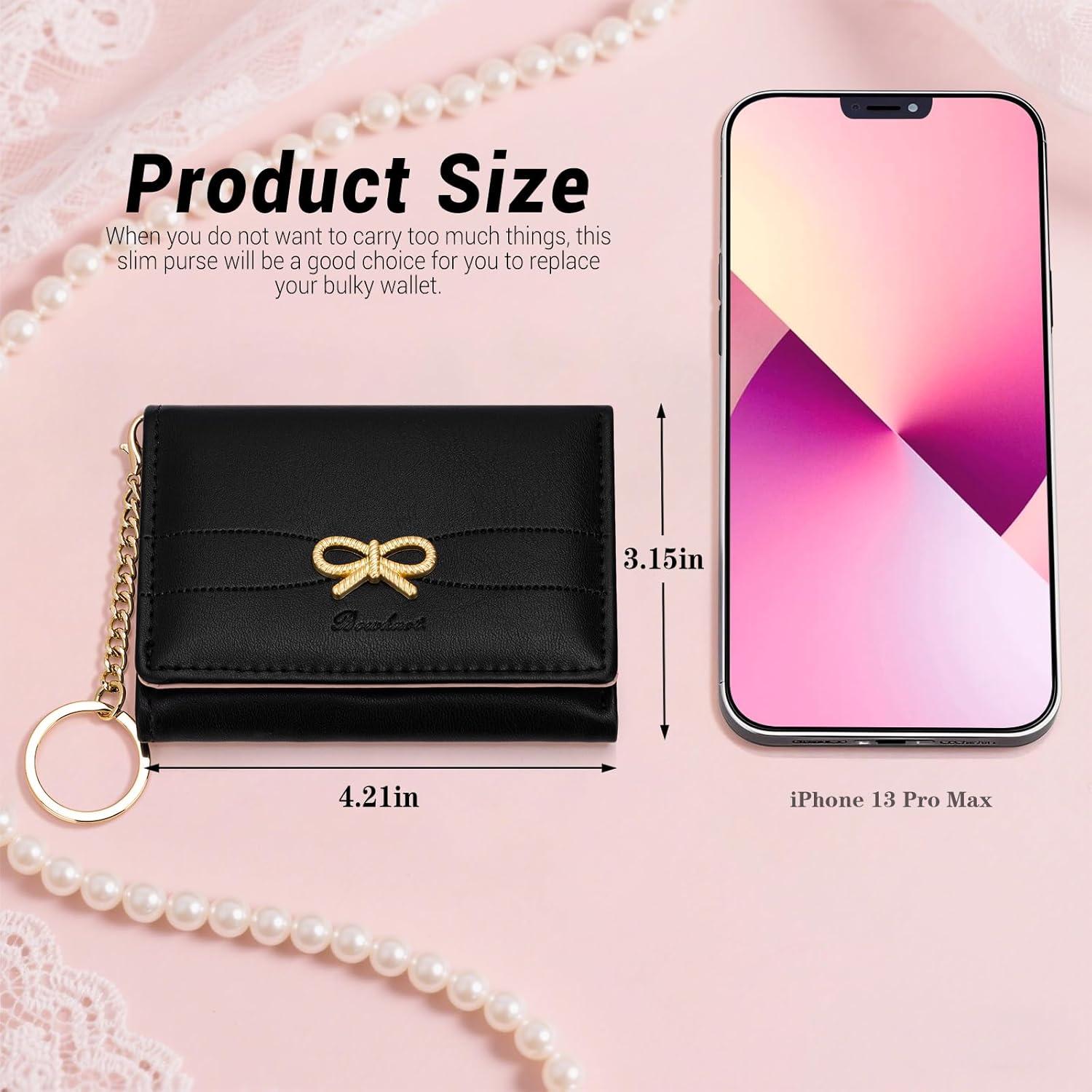 Billetera Trifolio YINHEXI para Mujeres con Lazo y RFID - Negra