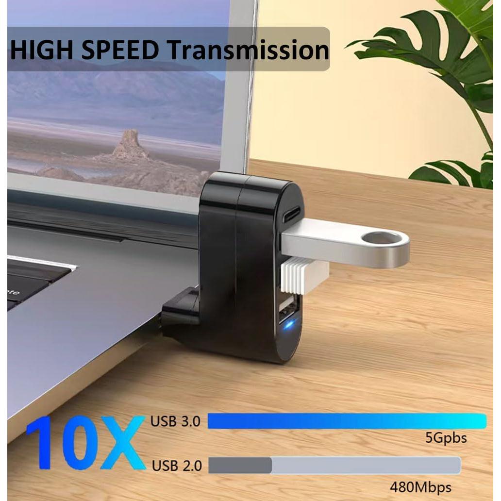 Hub USB 3.0 4 Puertos MVBOONE con USB C y Rotación 90°/180°