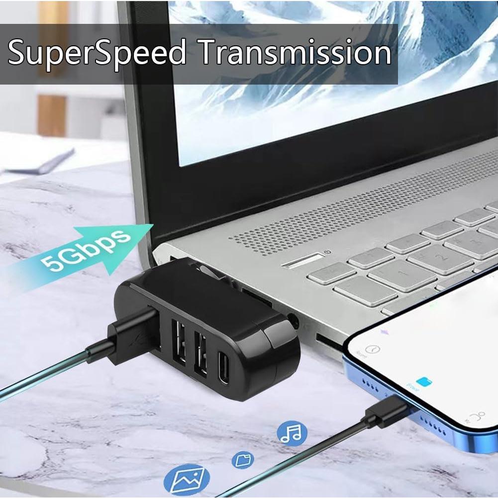 Hub USB 3.0 4 Puertos MVBOONE con USB C y Rotación 90°/180°