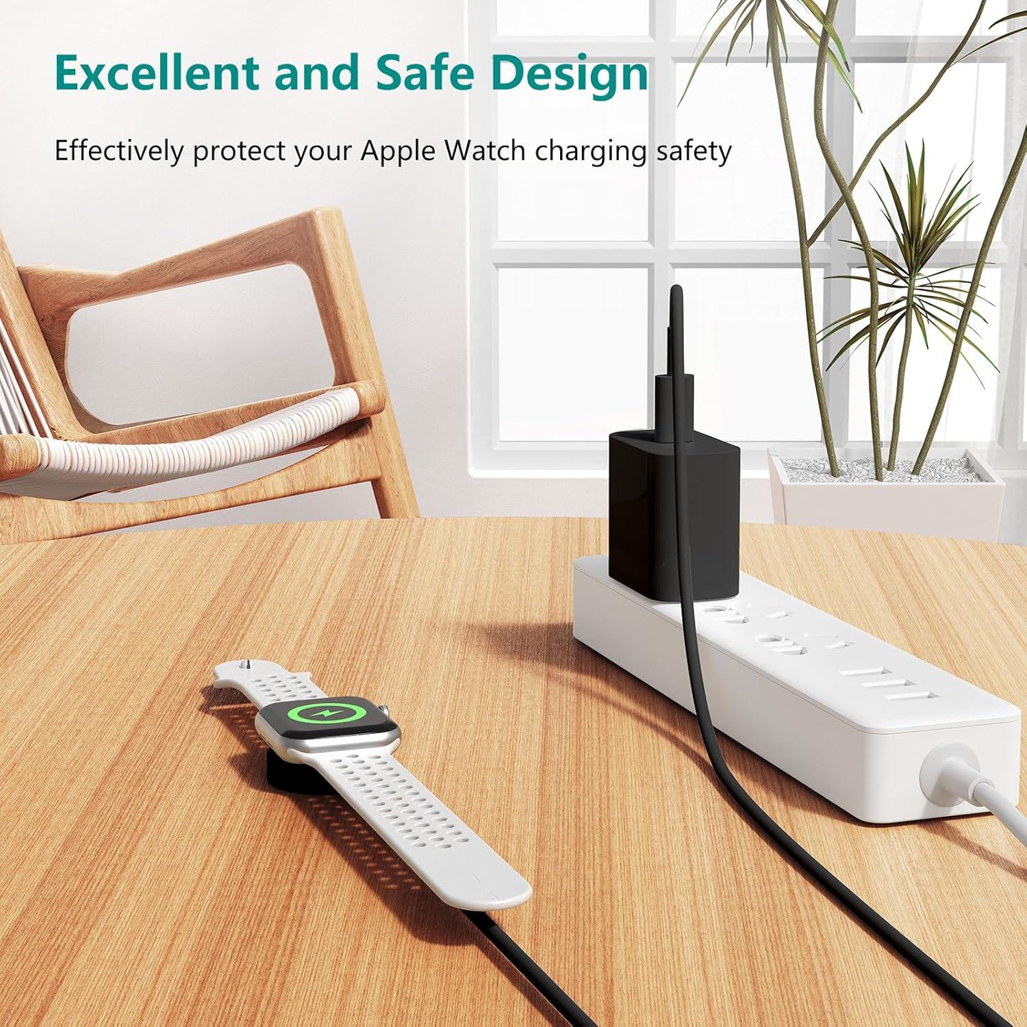 Cargador Magnético Rápido USB C para Apple Watch 1.83m Negro