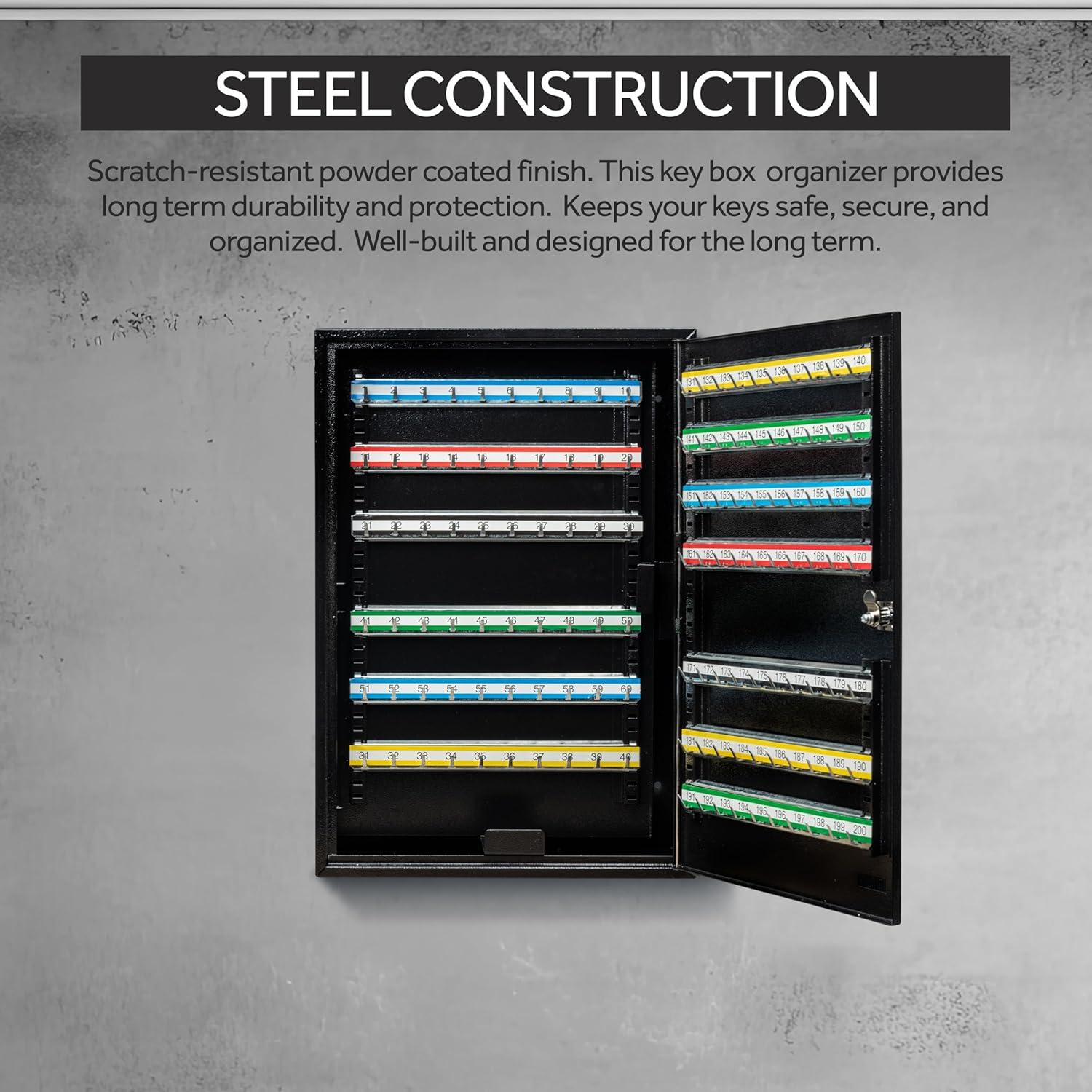 Gabinete de Llaves Durabox 200 Posiciones Negro - Acero Resistente