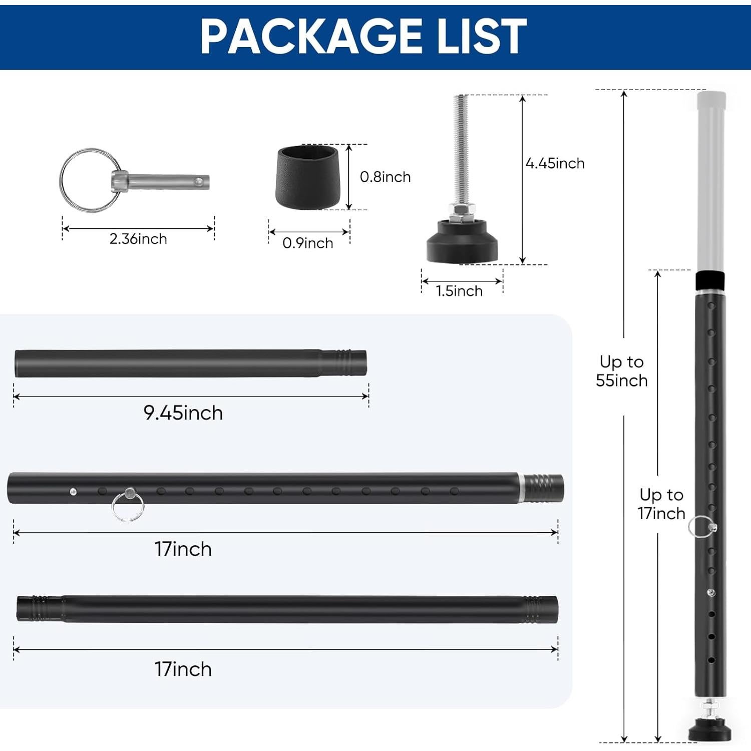 Barra de Seguridad Ajustable para Puertas y Ventanas Supforce 43-140 cm