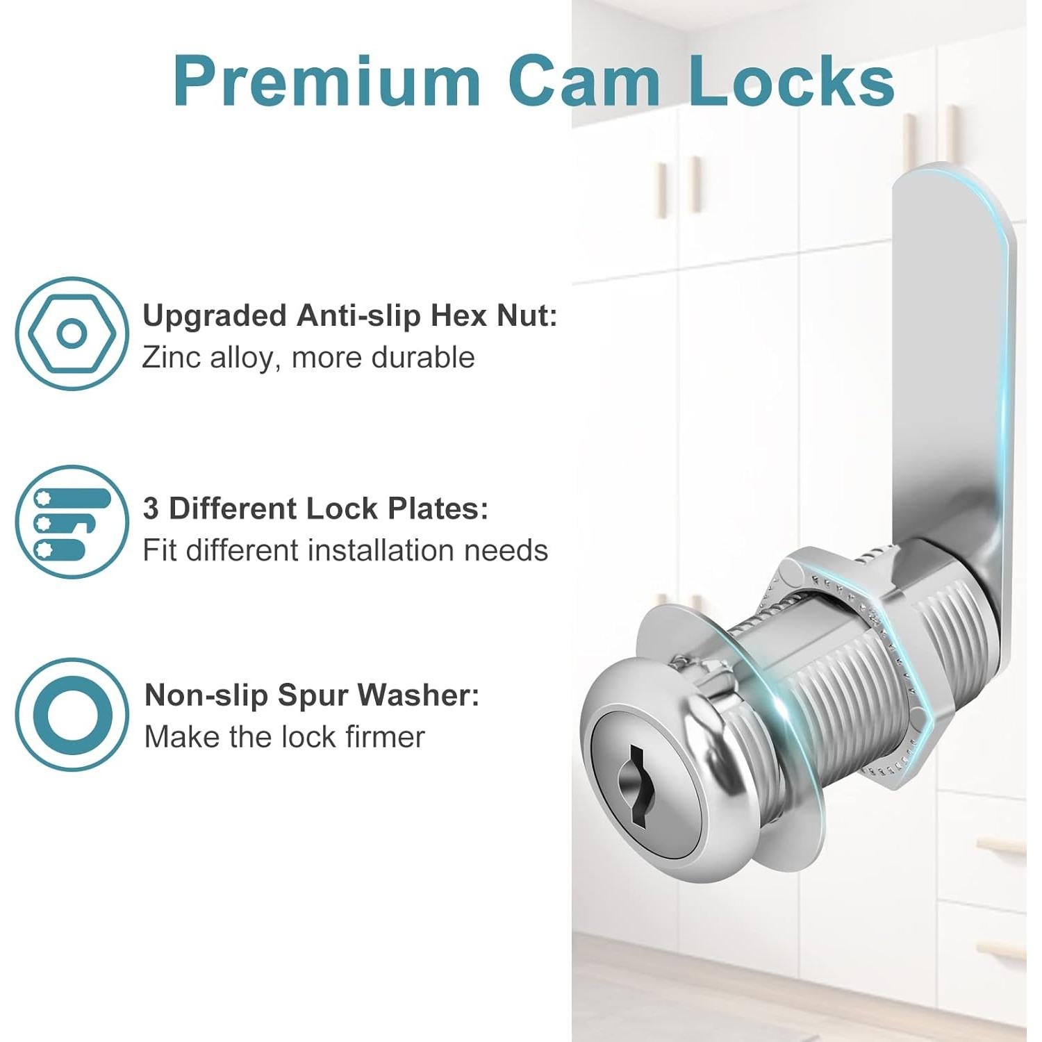 Cerraduras de Cam con Llave Igual Pertinel 1.5" 5 Pcs