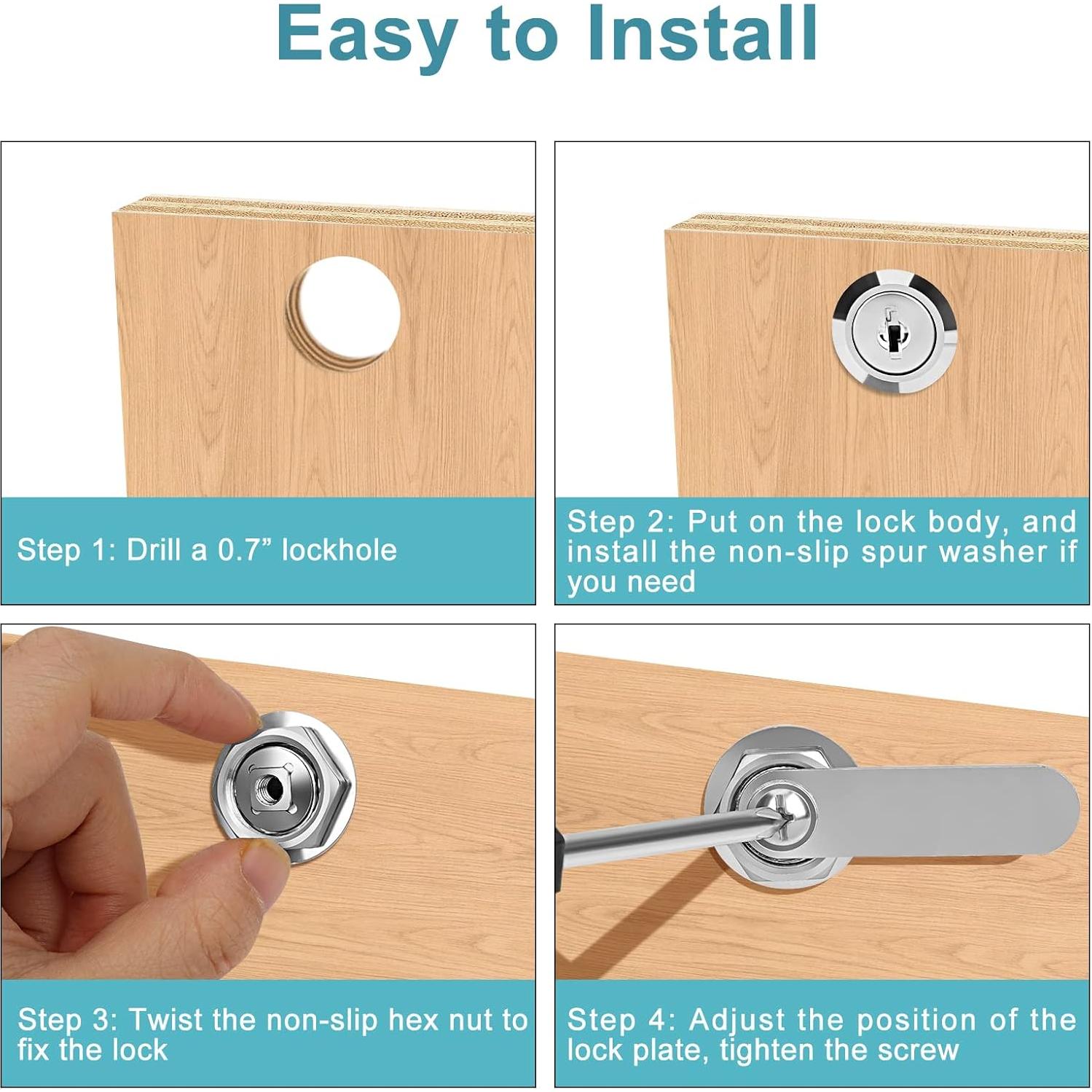 Cerraduras de Cam con Llave Igual Pertinel 1.5" 5 Pcs