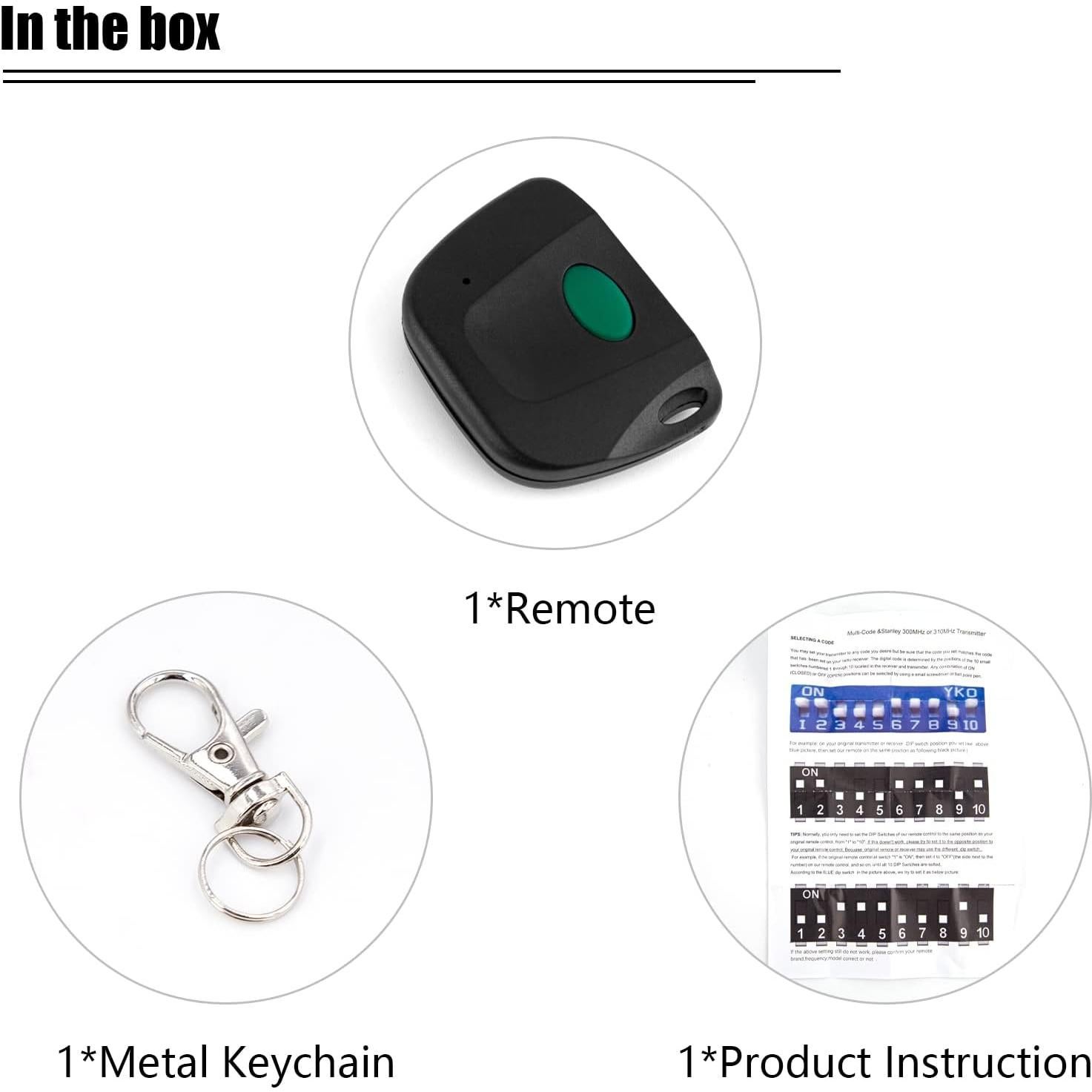 Control Remoto de Puerta de Garaje LAWOOH 310MHz 10 Interruptores Dip