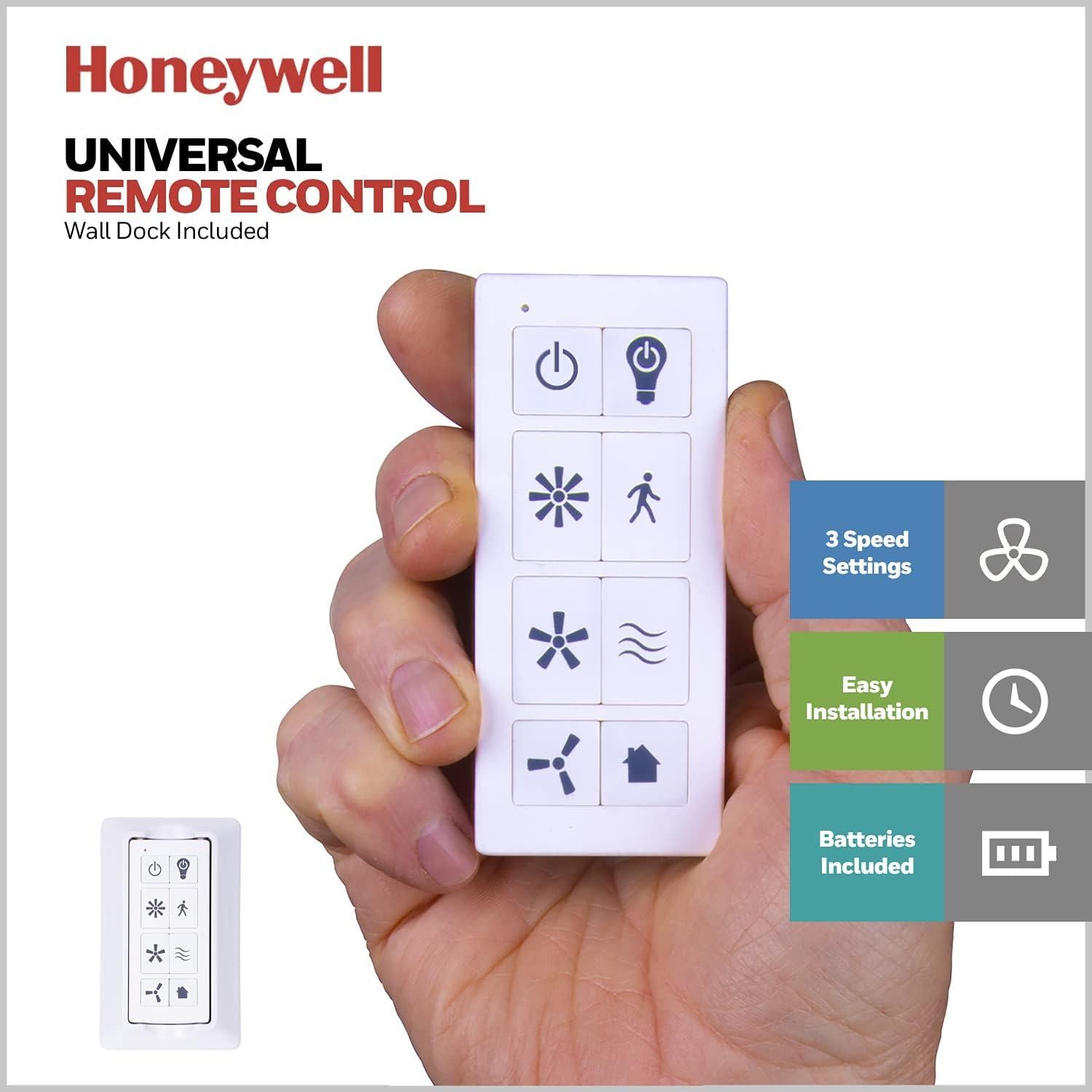 Ventilador de Techo Honeywell Carnegie 132 cm con Luz y Control Remoto