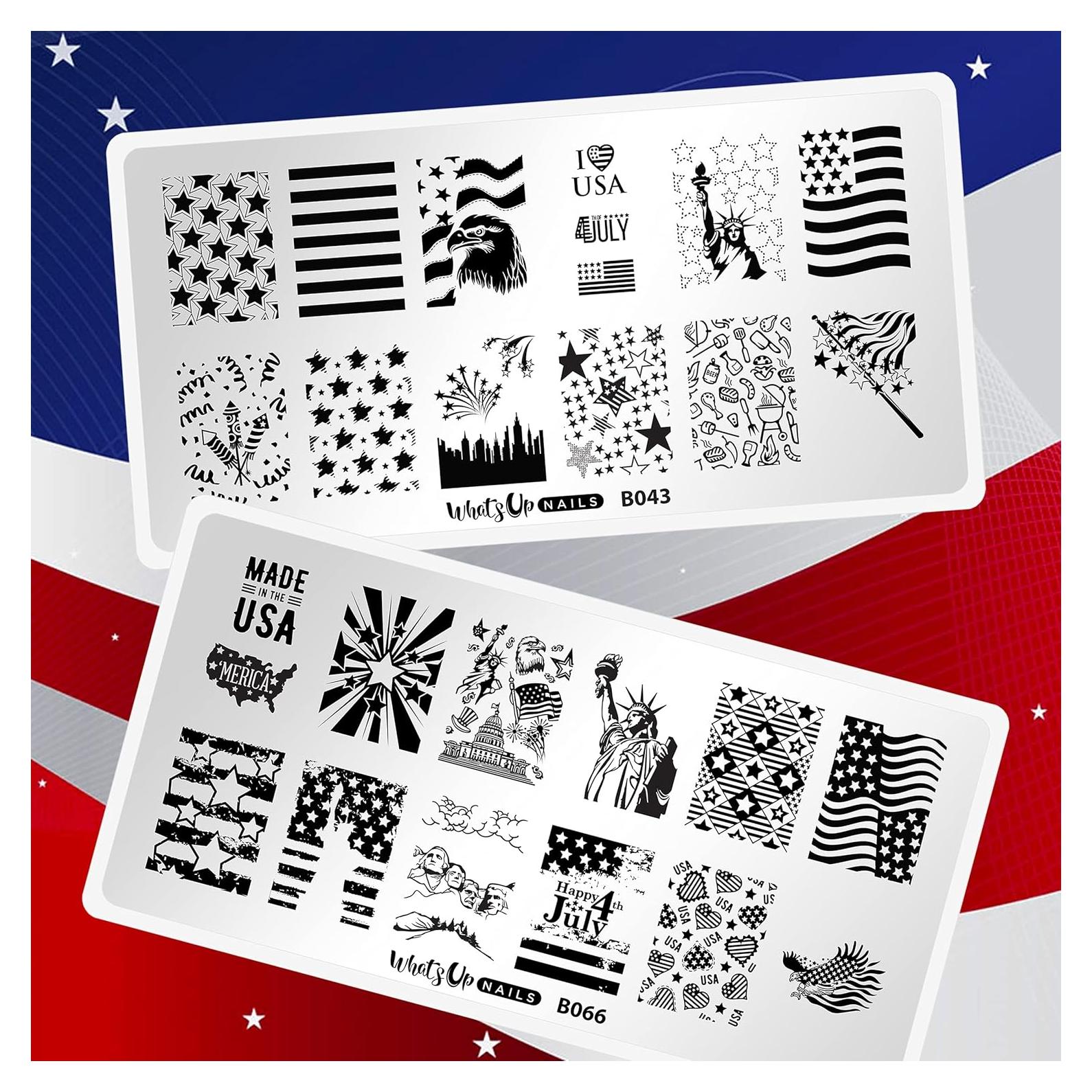 Placas de Estampado Whats Up Nails USA - 2 Piezas B043 B066