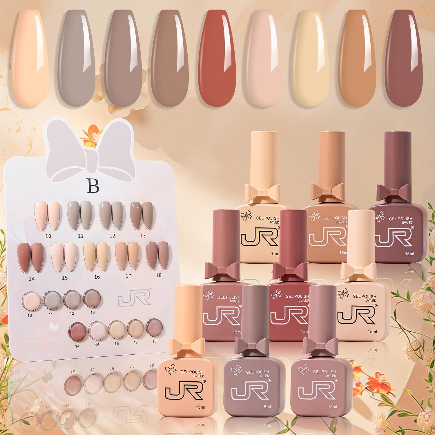 Set de Esmalte de Uñas en Gel JR 9pcs 15ml Tonos Tierra