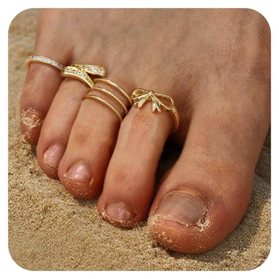Anillos de Dedo de Oro 14K ORAZIO Ajustables - 4 Piezas