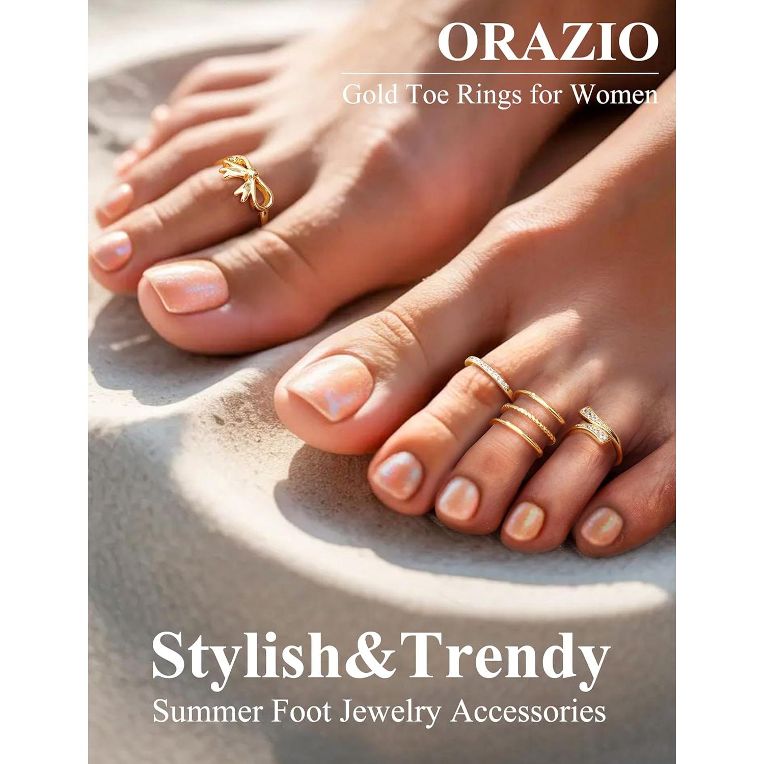 Anillos de Dedo de Oro 14K ORAZIO Ajustables - 4 Piezas