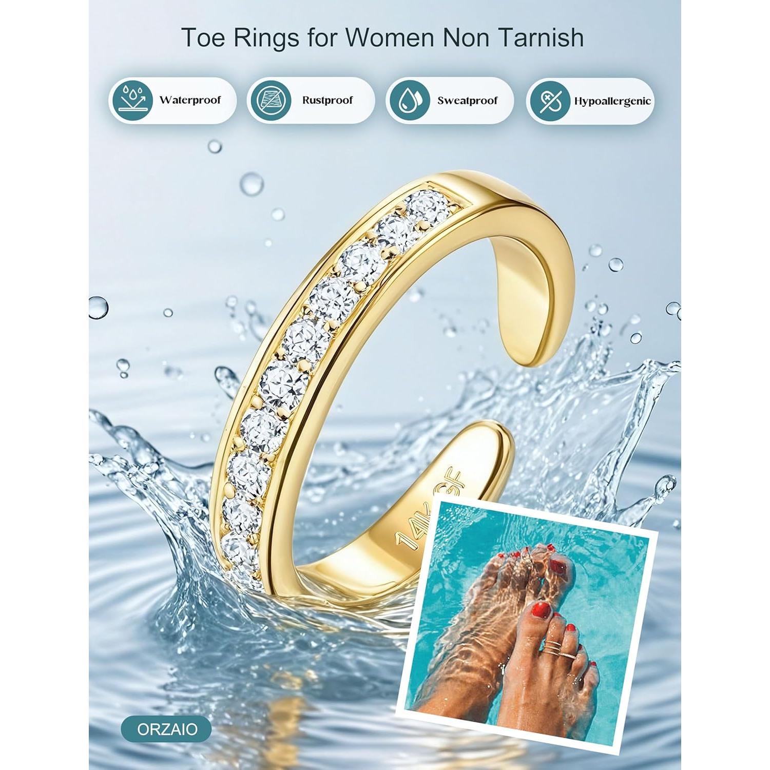 Anillos de Dedo de Oro 14K ORAZIO Ajustables - 4 Piezas